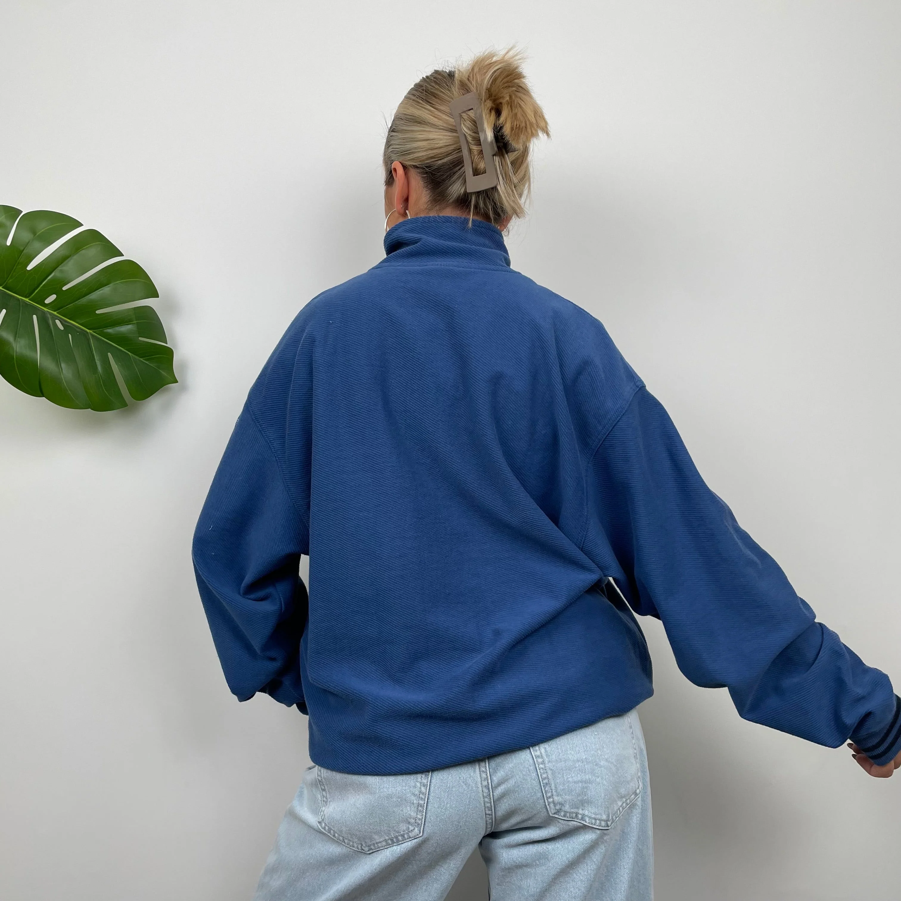 Reebok Blue Embroidered Spell Out Quarter Zip Sweatshirt (M) - Image 4