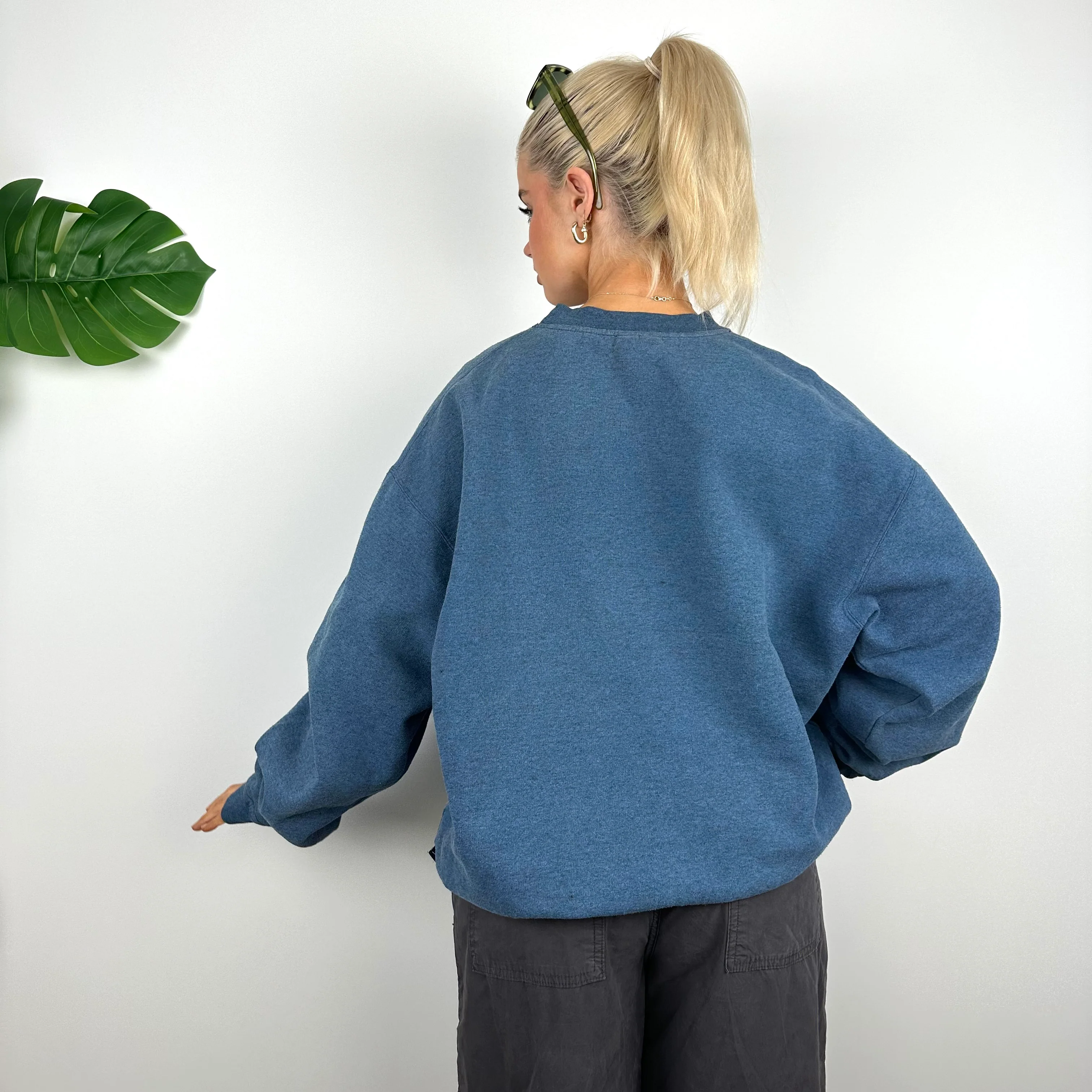 Reebok Blue Embroidered Spell Out Sweatshirt (M) - Image 6