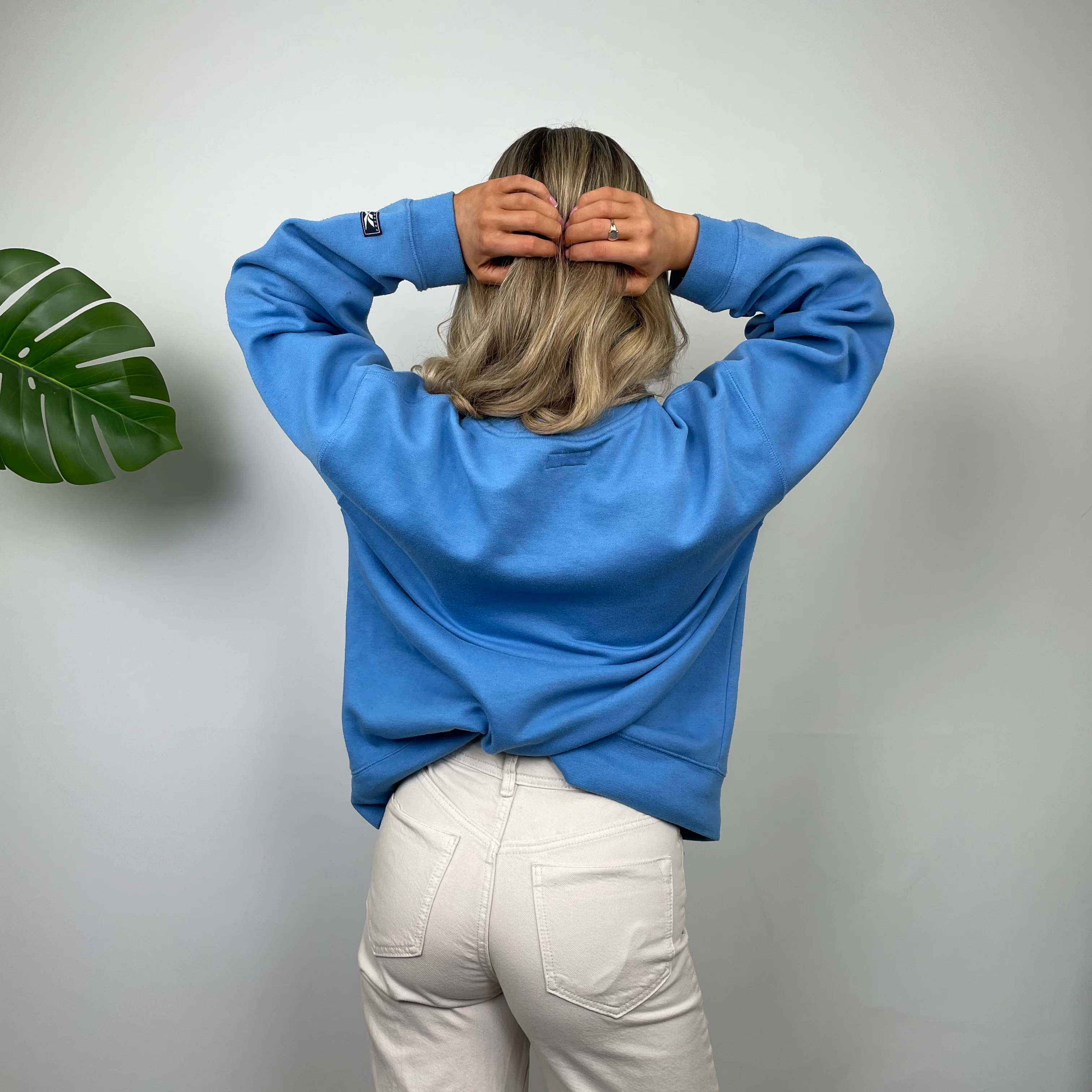 Reebok Blue Embroidered Spell Out Sweatshirt (S) - Image 6