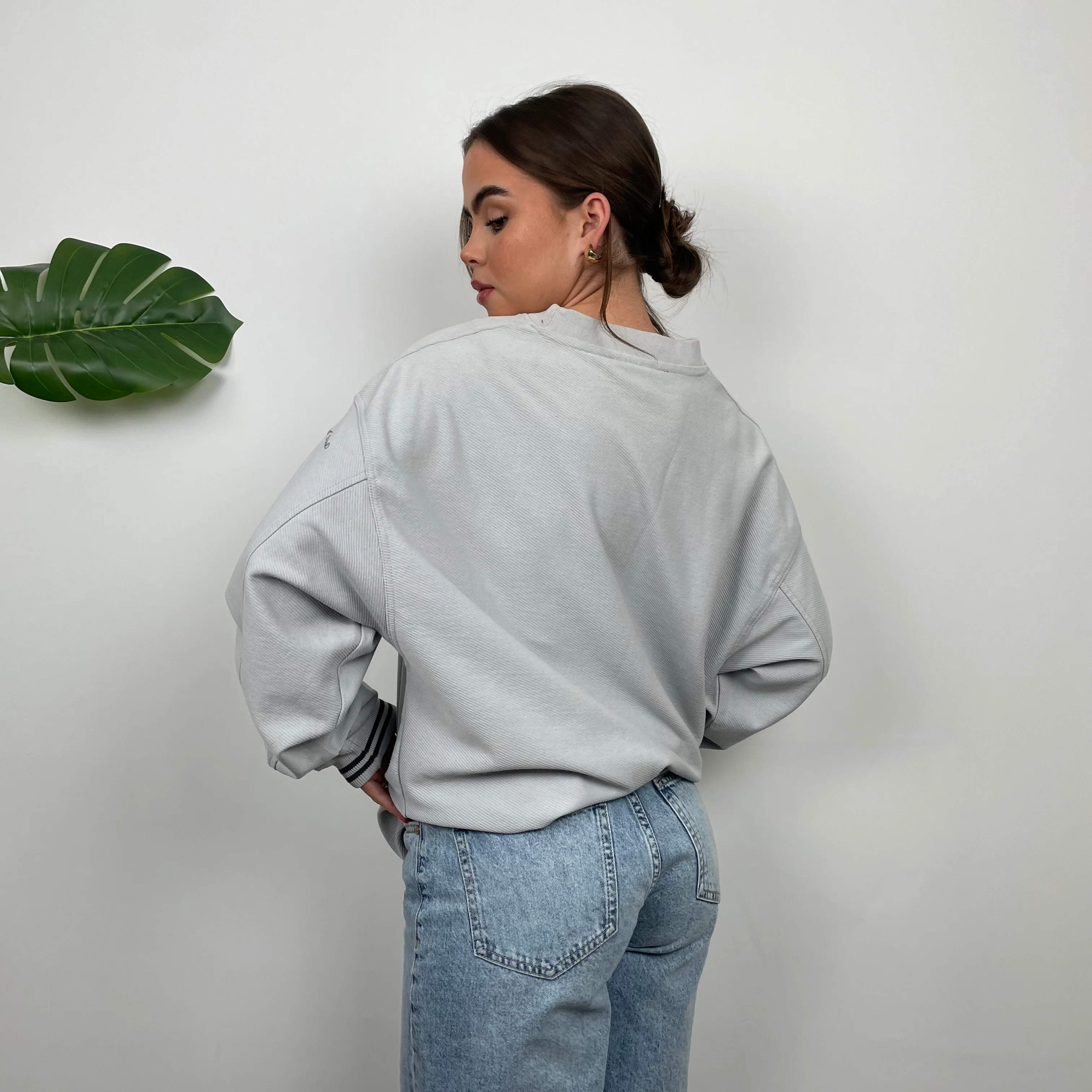 Reebok Brand Grey Embroidered Spell Out Sweatshirt (XXL) - Image 6