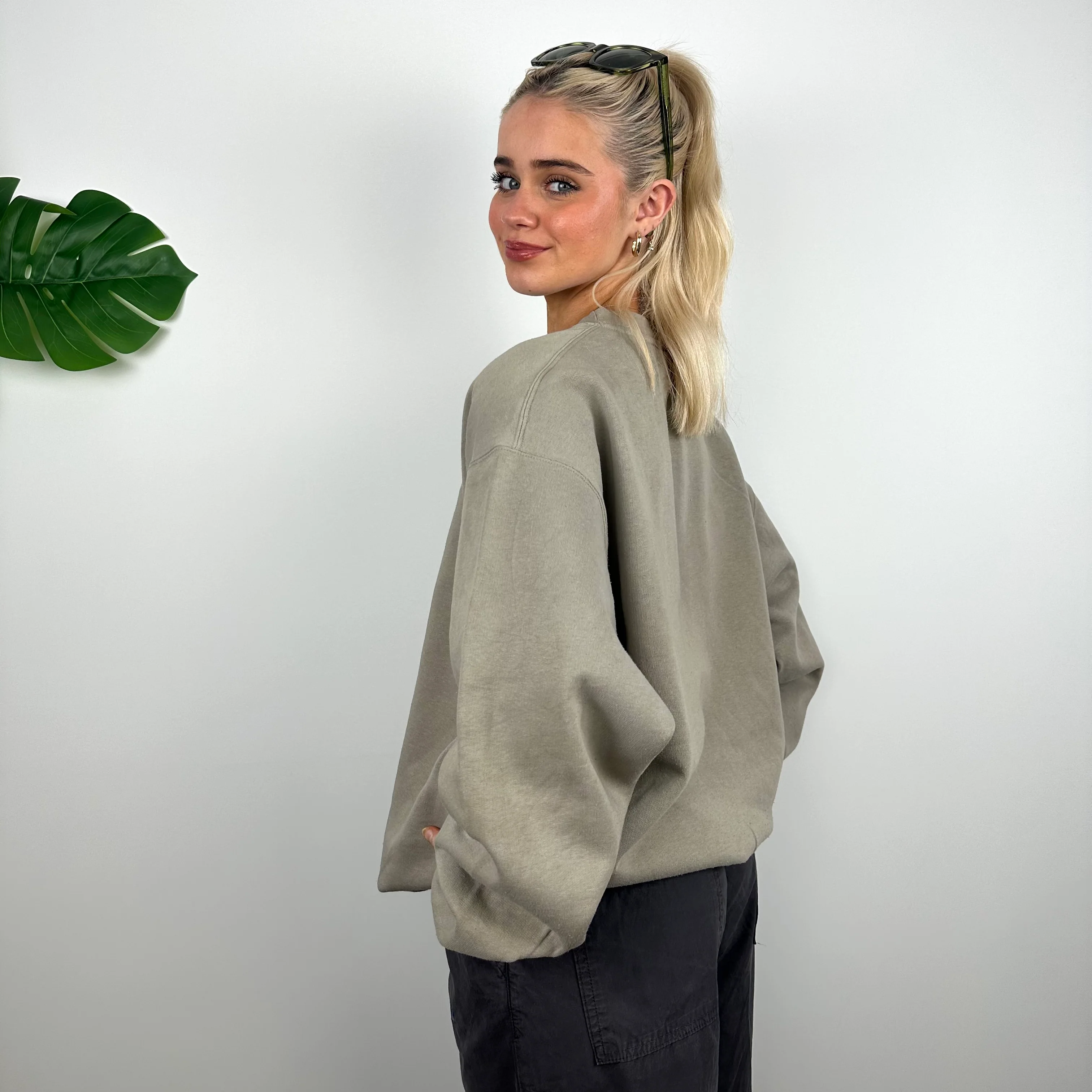 Reebok Brown Embroidered Spell Out Sweatshirt (L) - Image 6