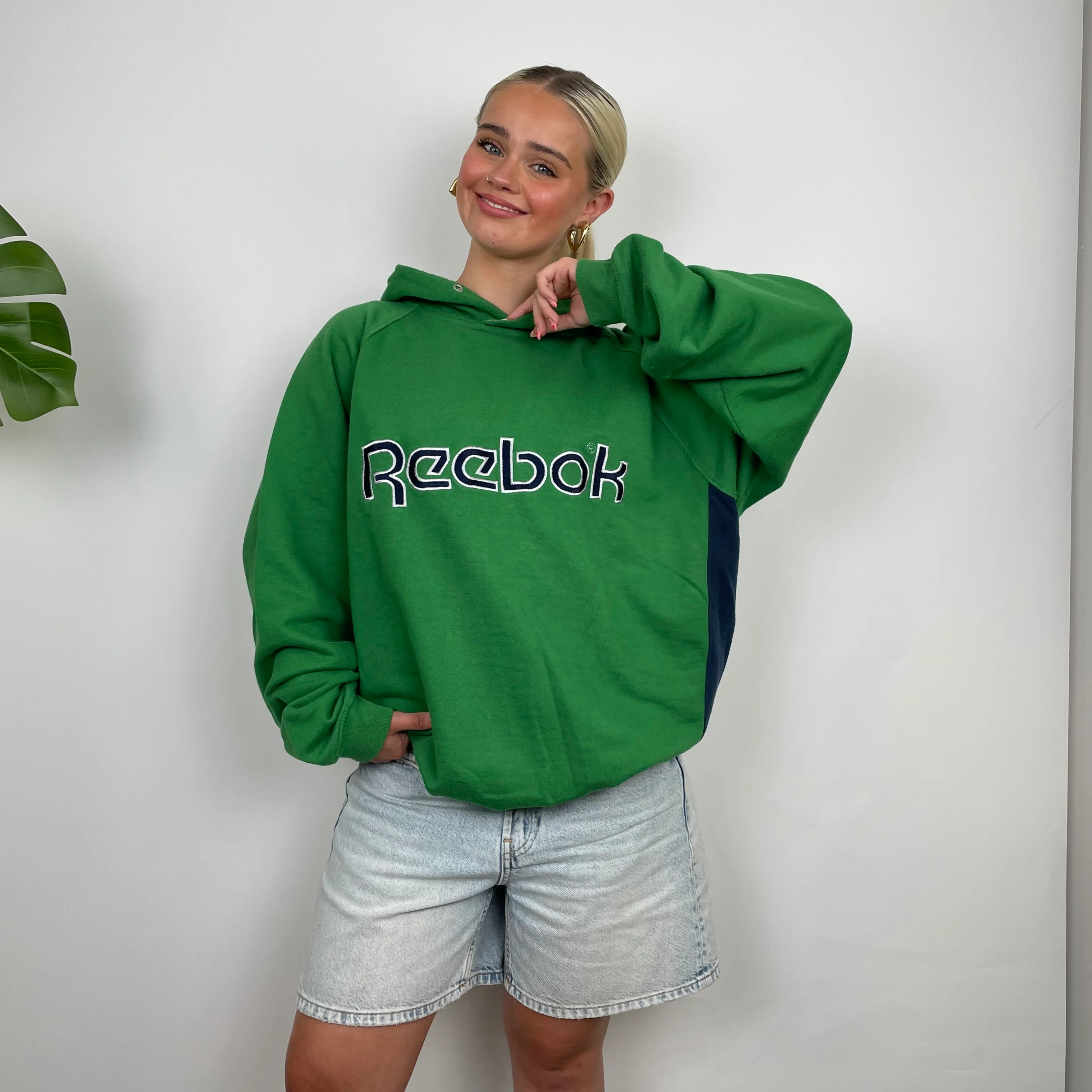 Reebok Green Embroidered Spell Out Hoodie (XL) - Image 6