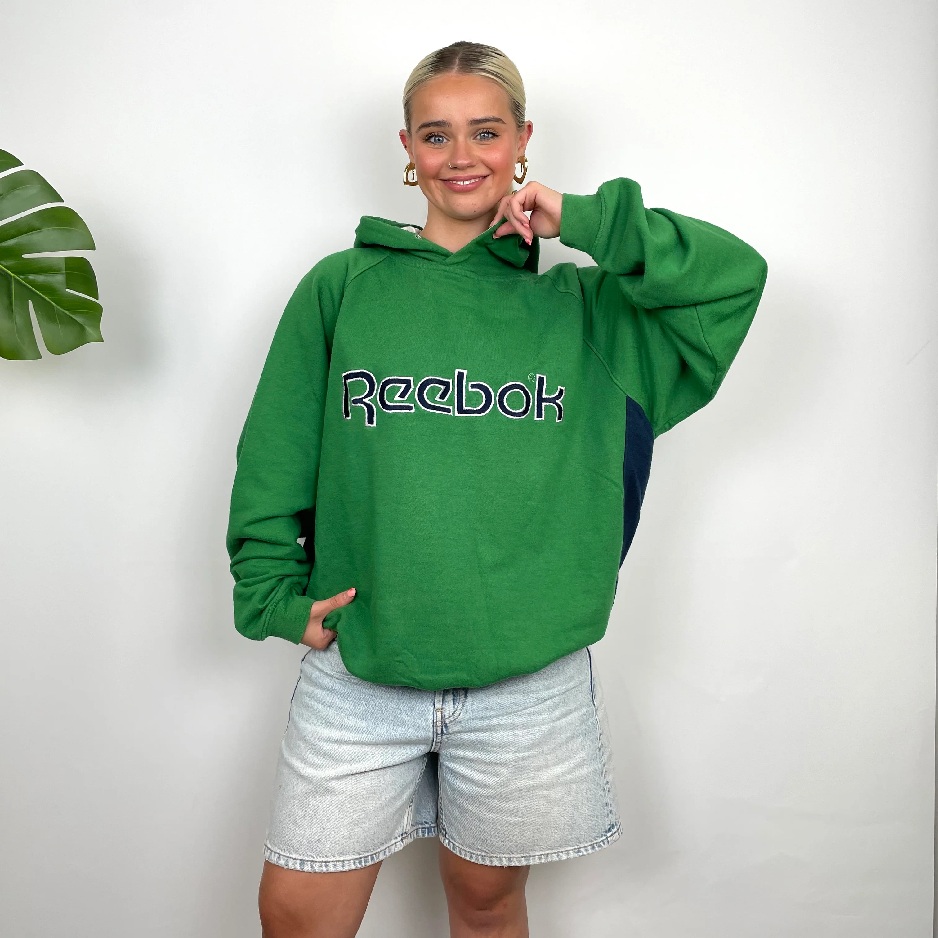 Reebok Green Embroidered Spell Out Hoodie (XL) - Image 8