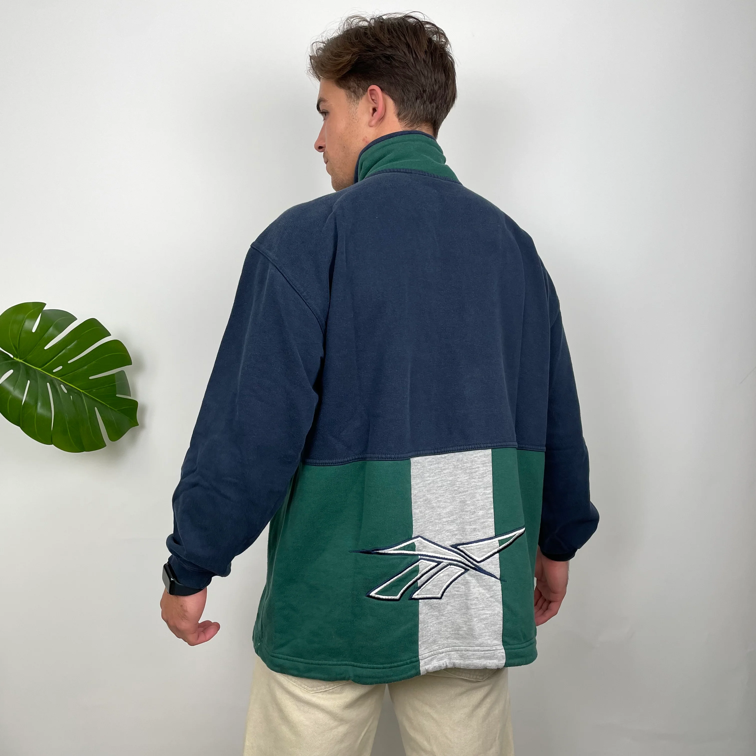 Reebok Green Embroidered Spell Out Quarter Zip Sweatshirt (XL) - Image 5