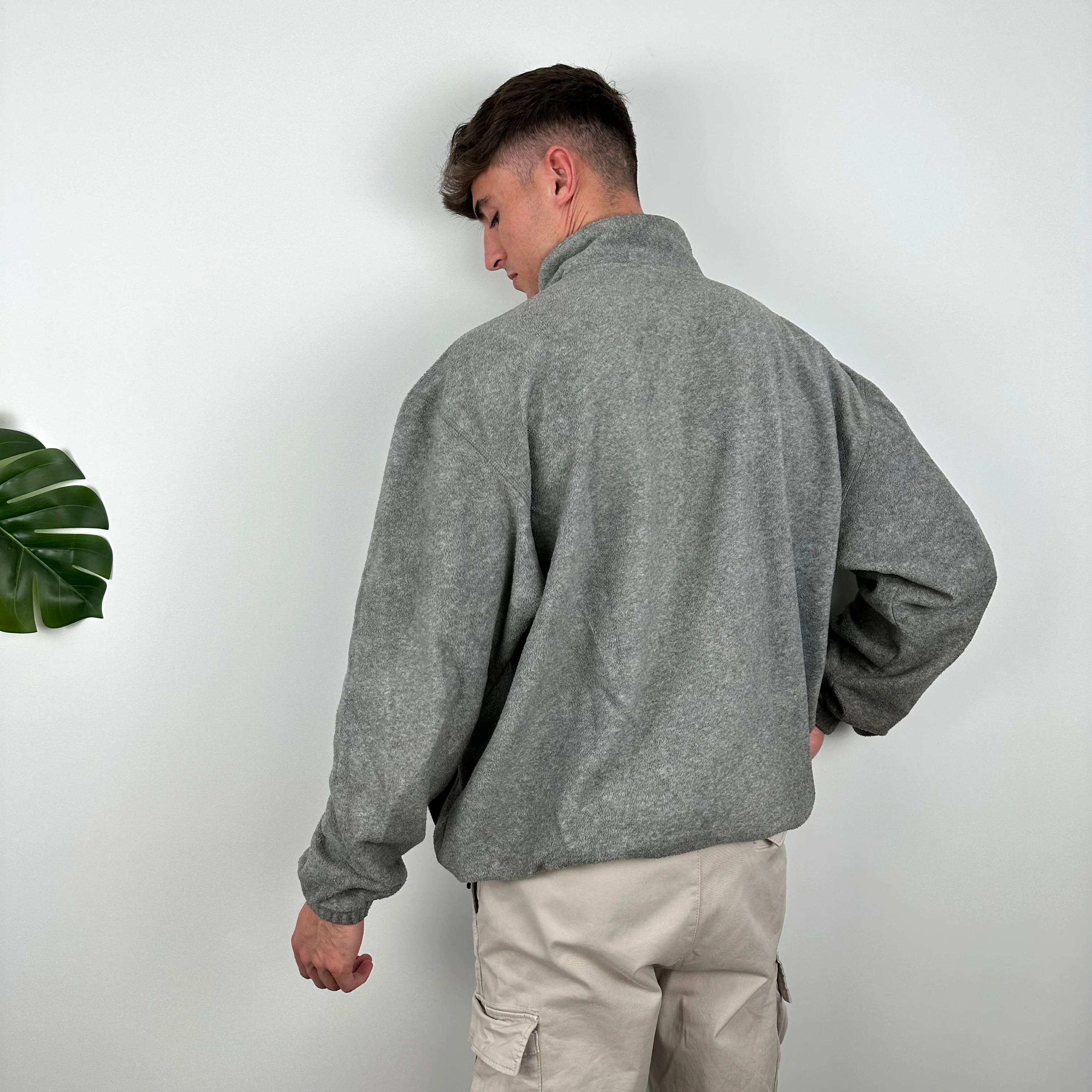 Reebok Grey Embroidered Spell Out Fleece Quarter Zip Sweatshirt (M) - Image 5