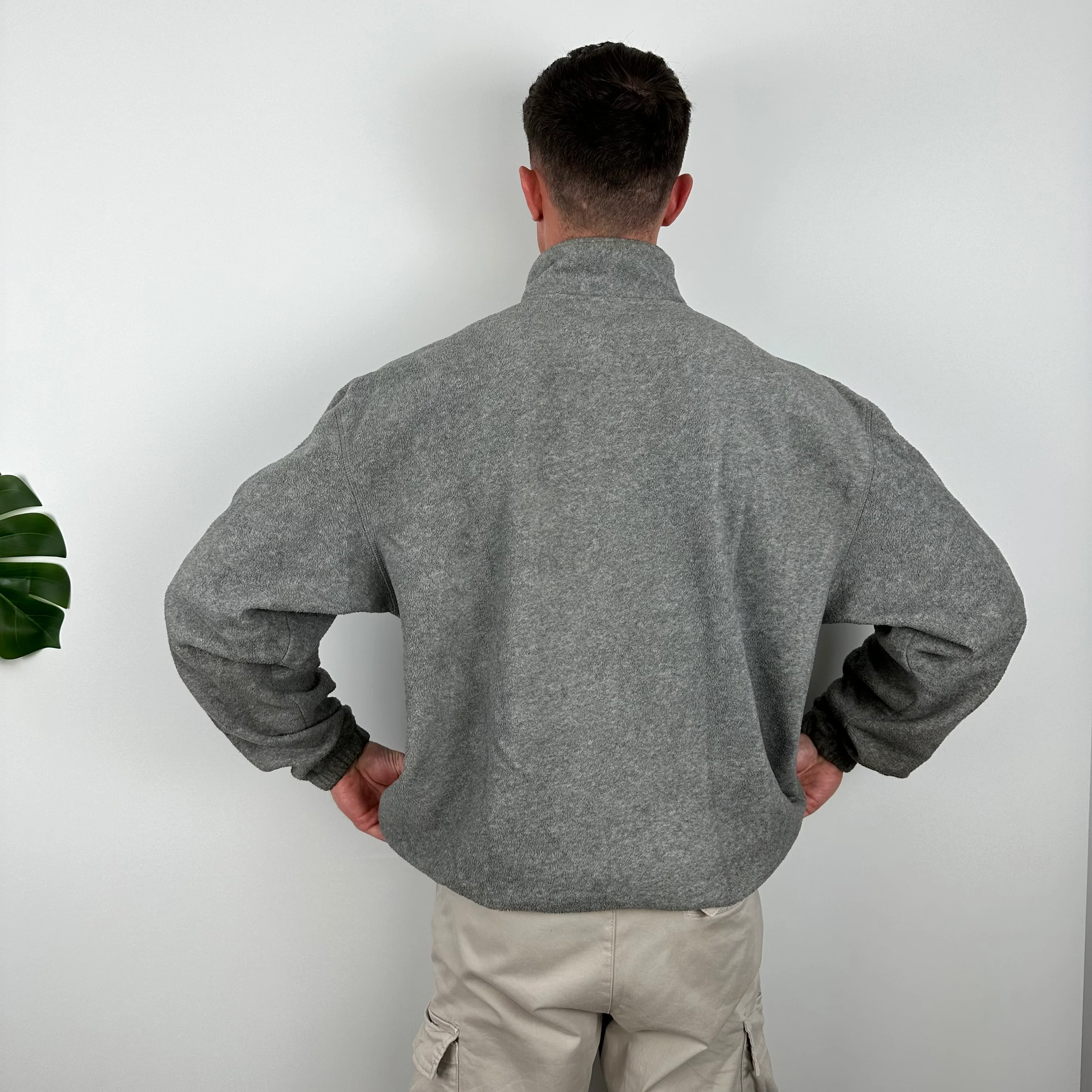 Reebok Grey Embroidered Spell Out Fleece Quarter Zip Sweatshirt (M) - Image 6