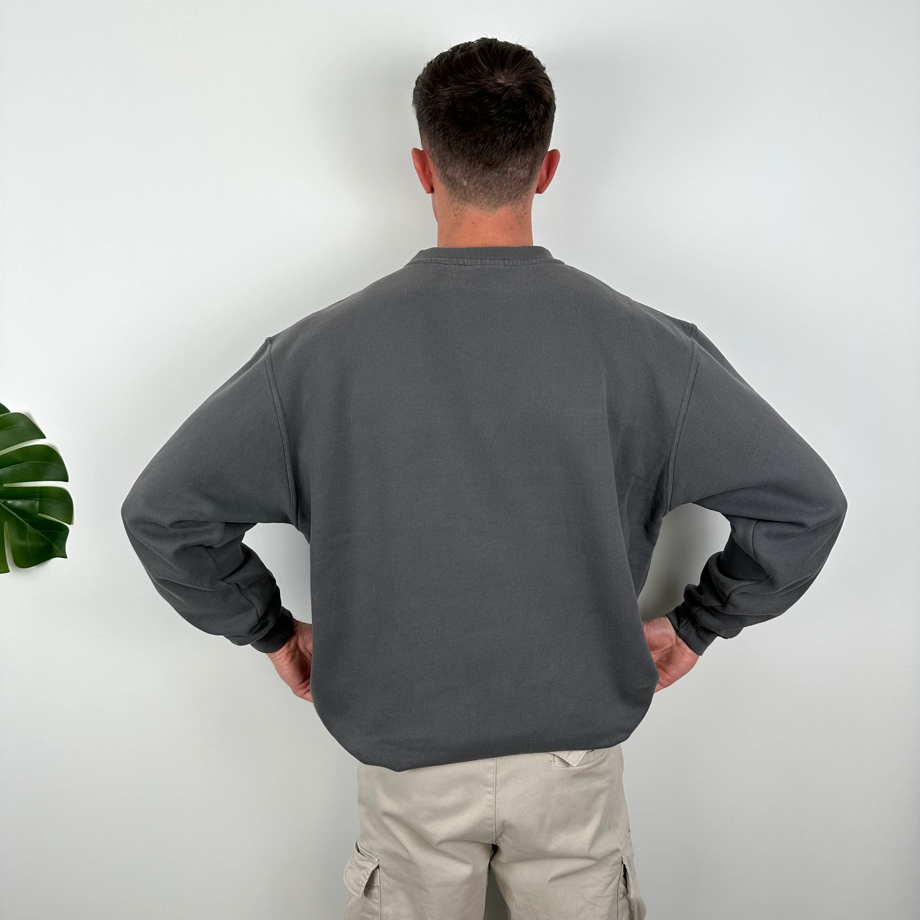 Reebok Grey Embroidered Spell Out Sweatshirt (L) - Image 5