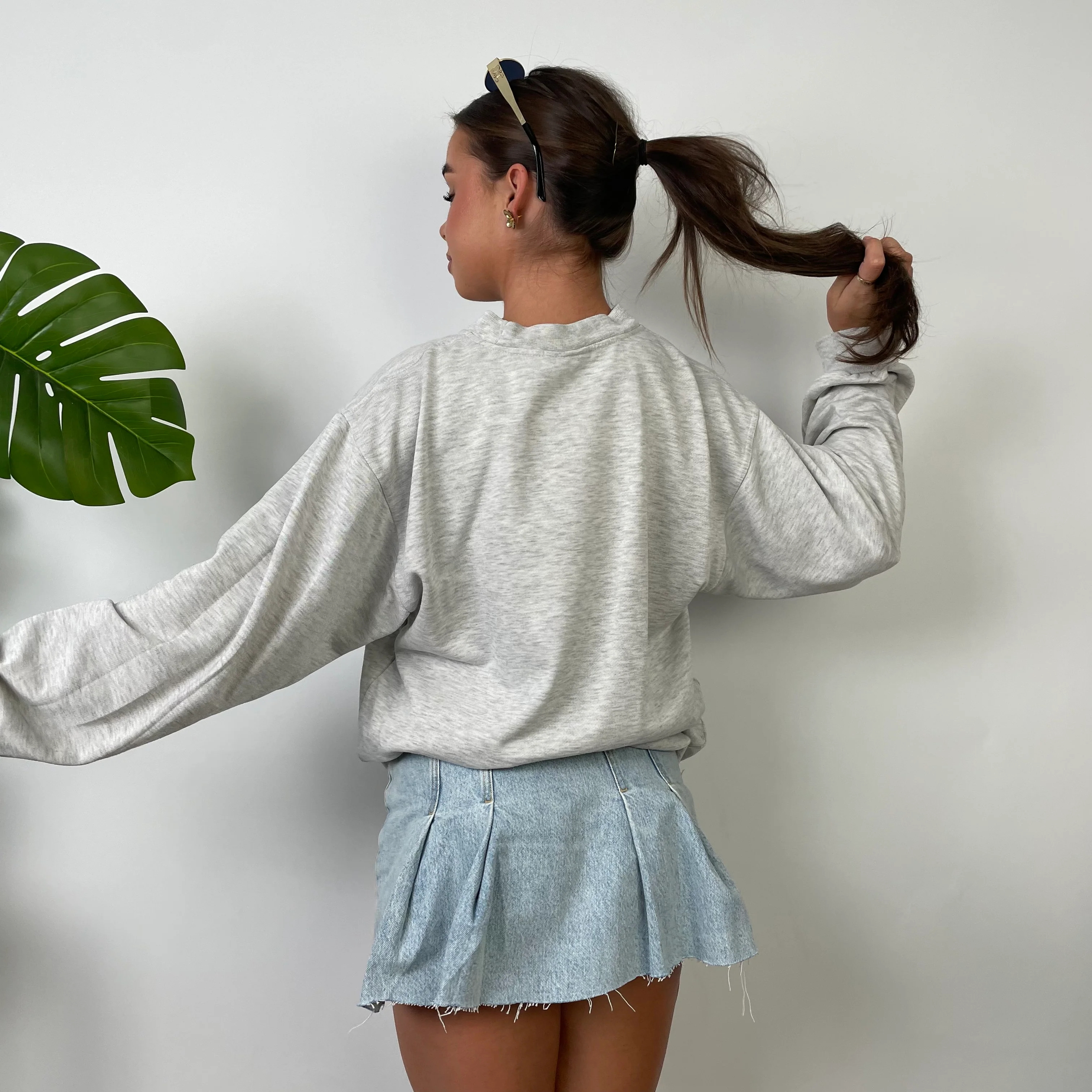 Reebok Grey Embroidered Spell Out Sweatshirt (S) - Image 3