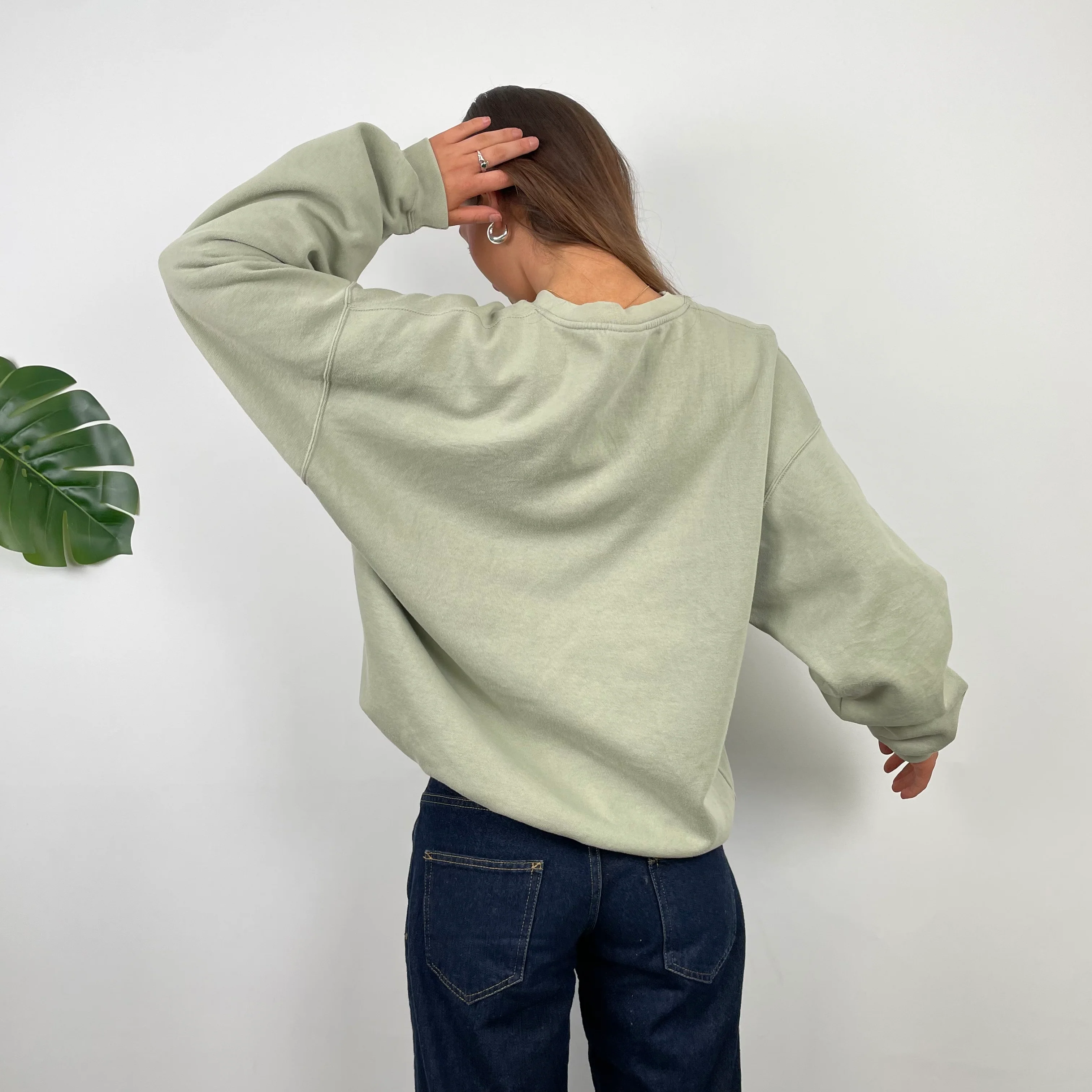 Reebok Khaki Embroidered Spell Out Sweatshirt (M) - Image 10
