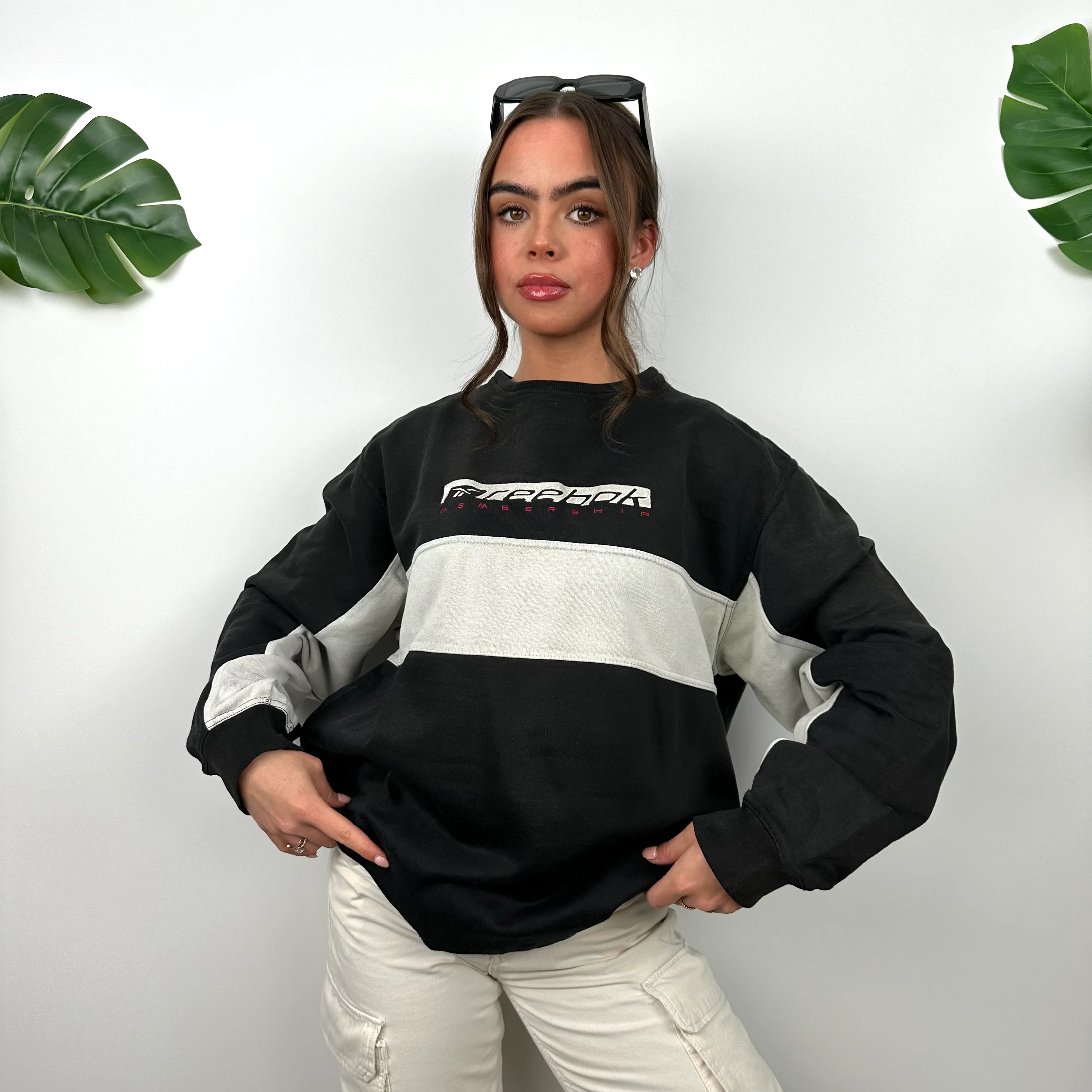 Reebok Membership Black Embroidered Spell Out Sweatshirt (M) - Image 6
