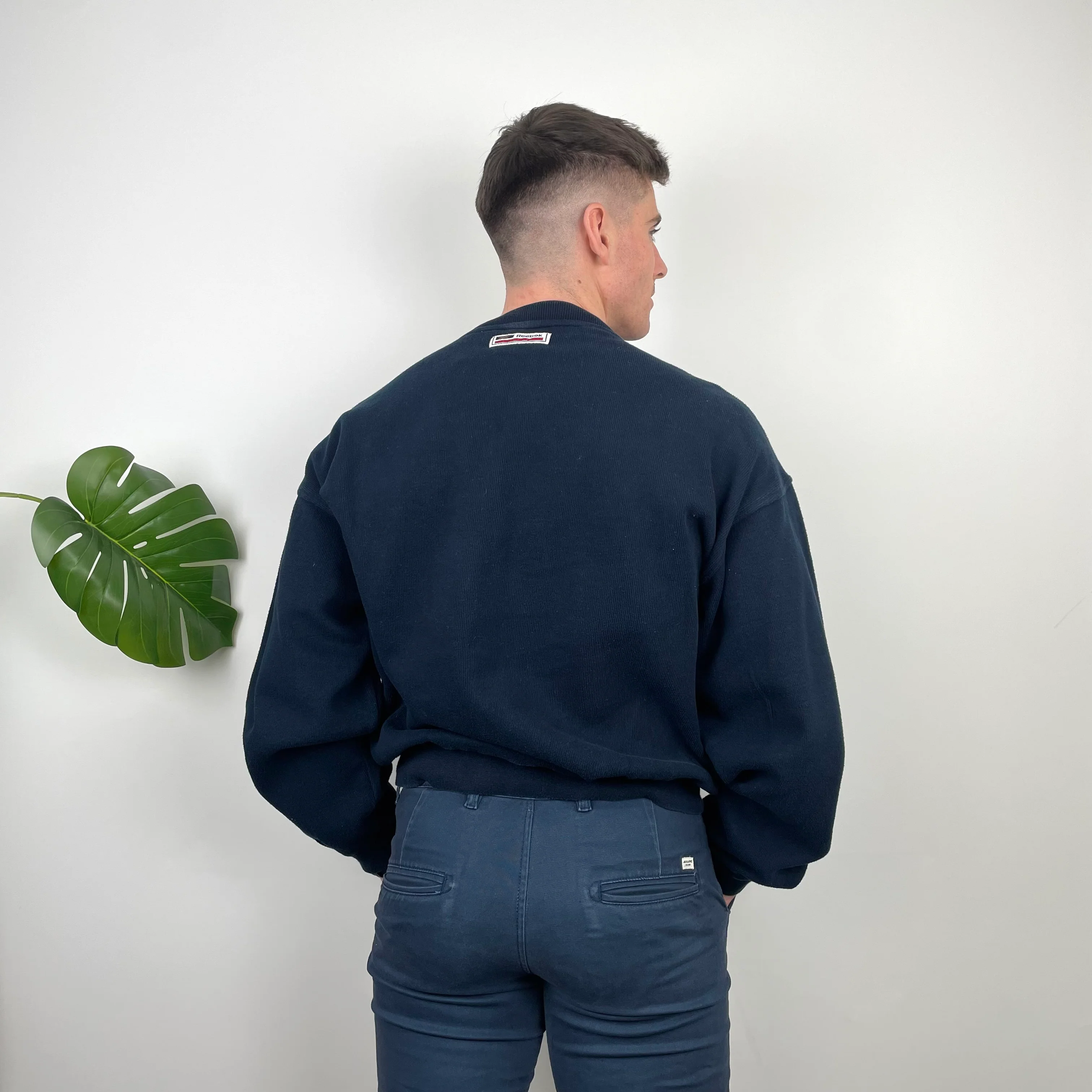 Reebok Membership RARE Navy Embroidered Spell Out Sweatshirt (L) - Image 4