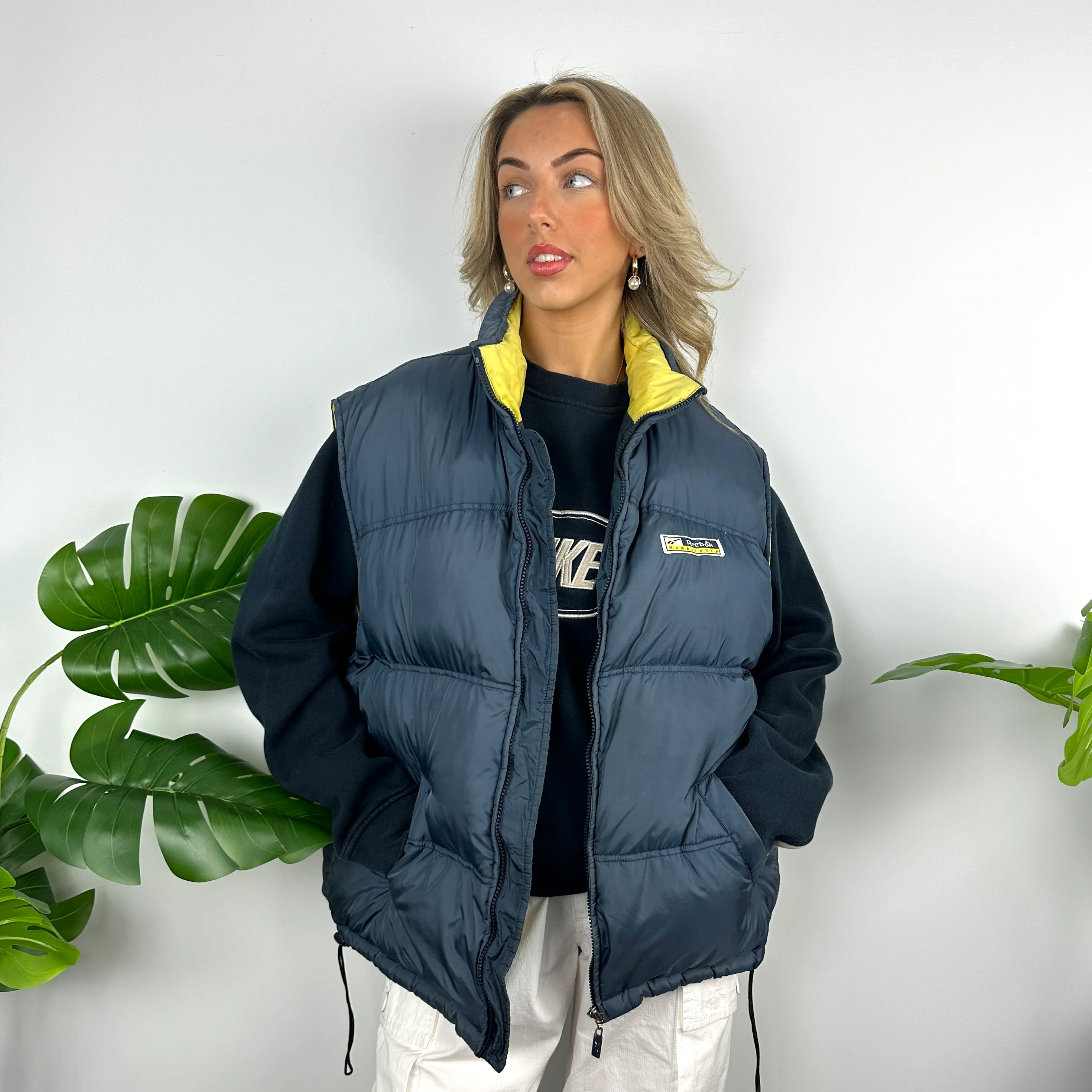 Reebok Navy Embroidered Spell Out Puffer Gilet (XL) - Image 6