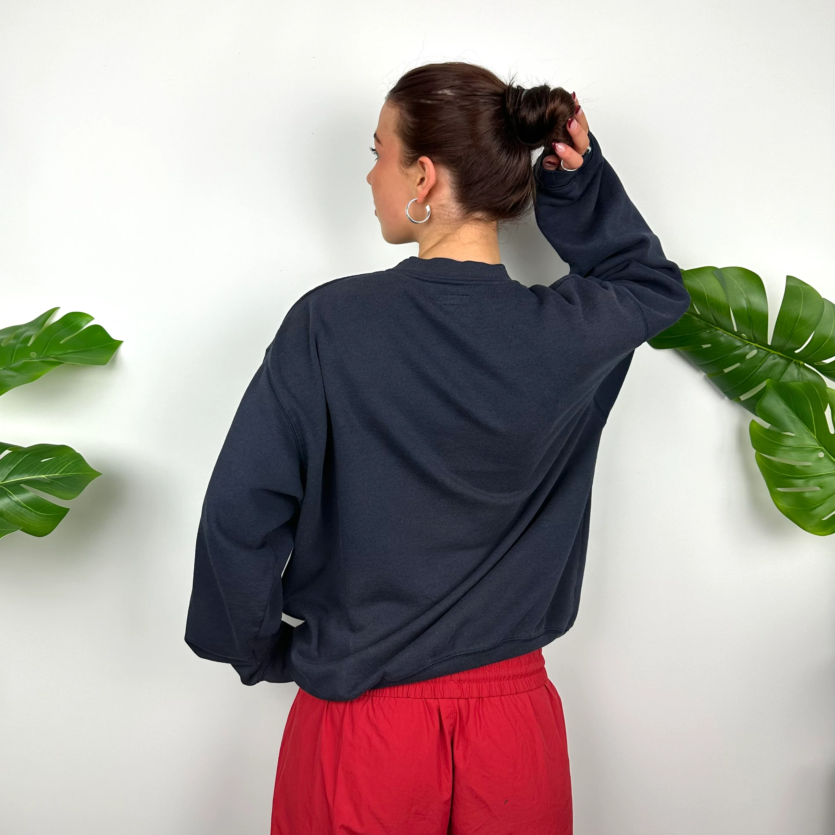 Reebok Navy Embroidered Spell Out Sweatshirt (M) - Image 4