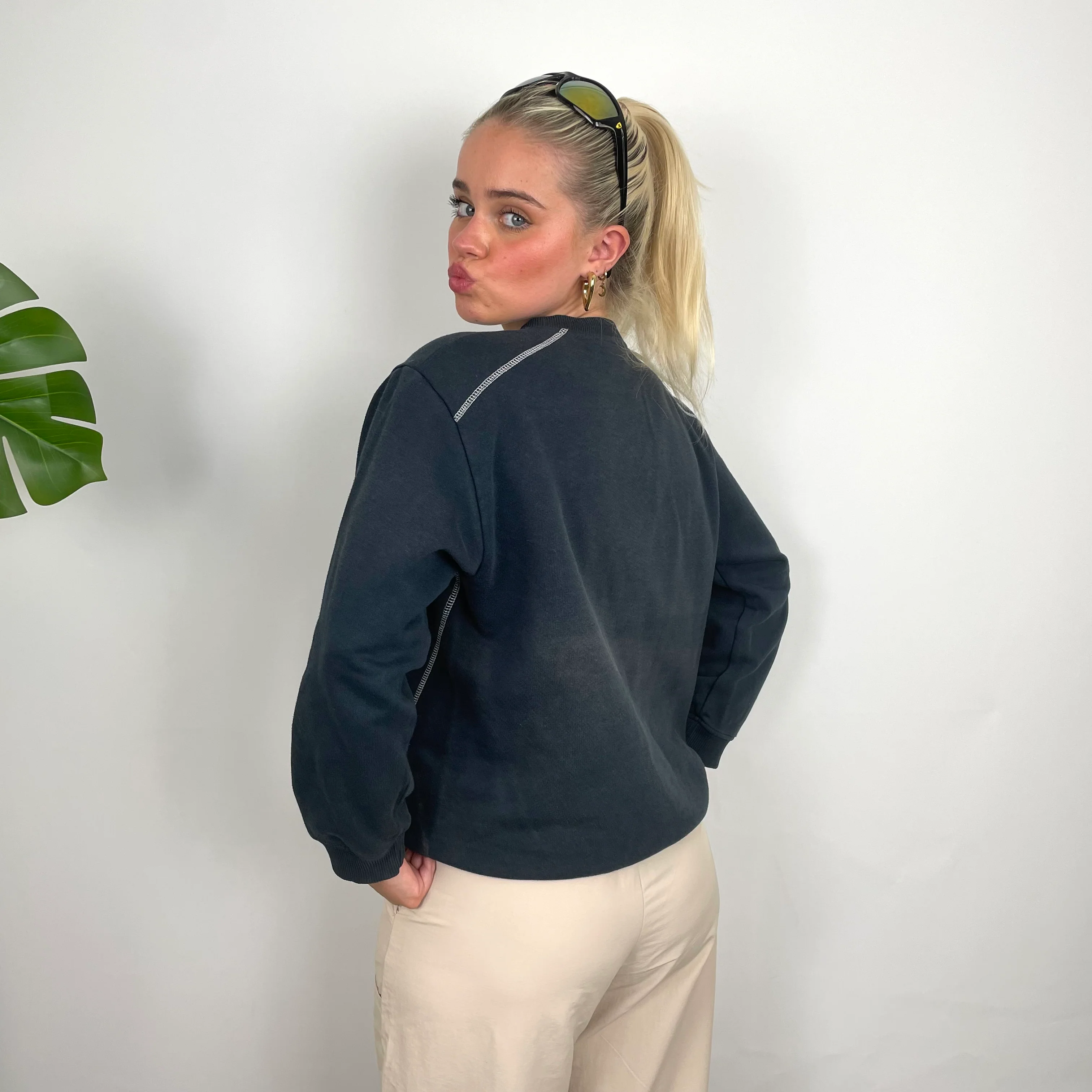Reebok Navy Embroidered Spell Out Sweatshirt (S) - Image 11