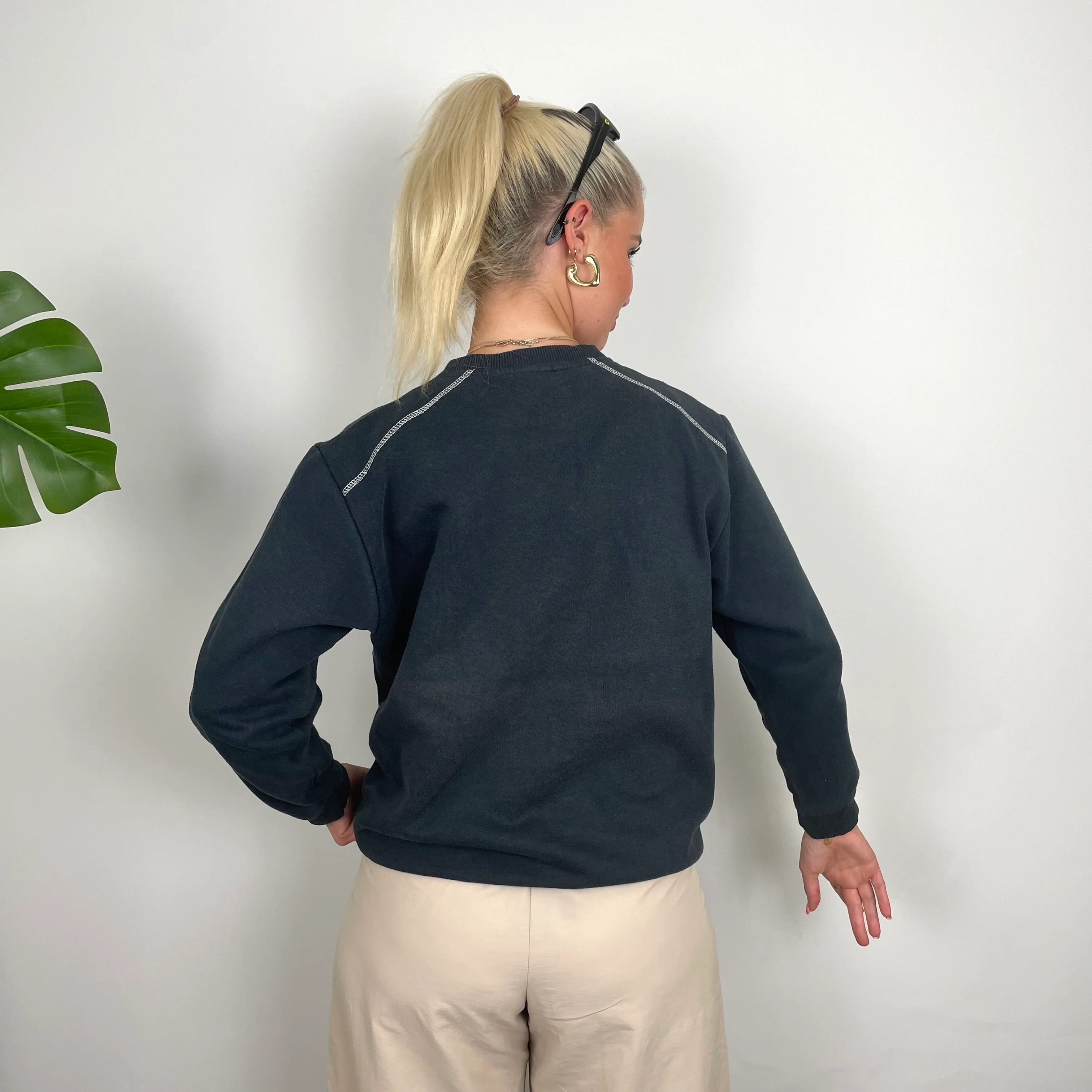 Reebok Navy Embroidered Spell Out Sweatshirt (S) - Image 13