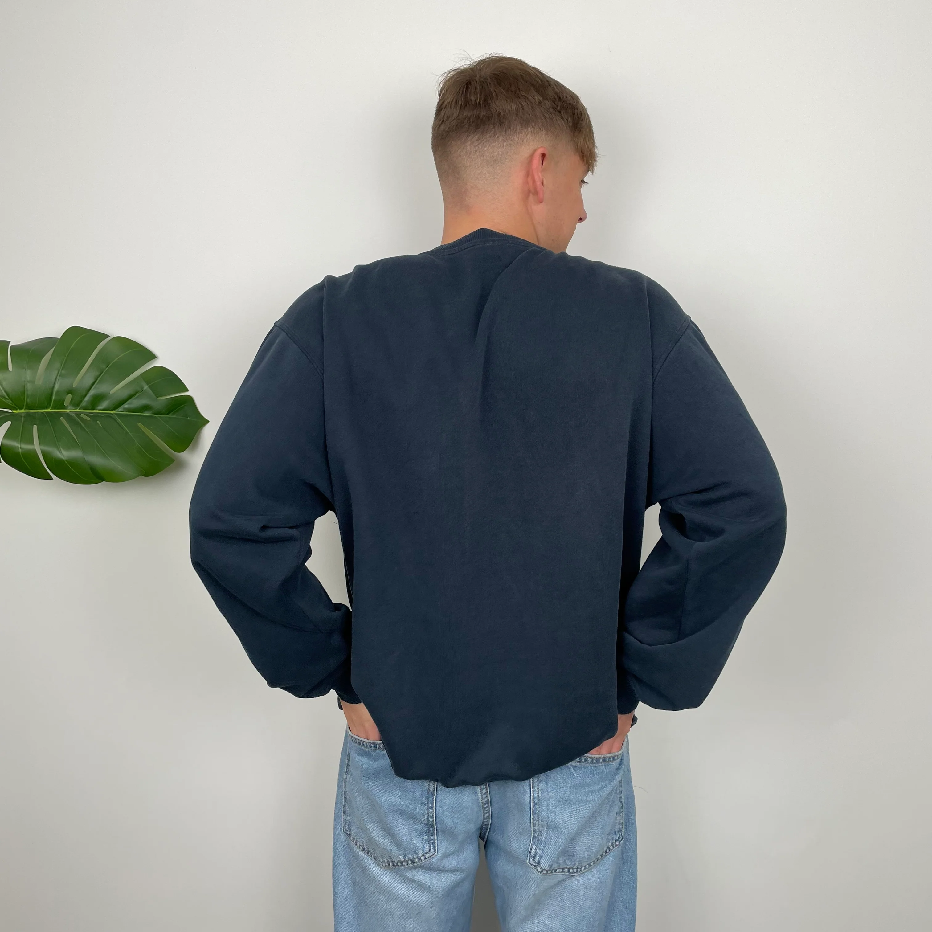Reebok Navy Embroidered Spell Out Sweatshirt (L) - Image 6