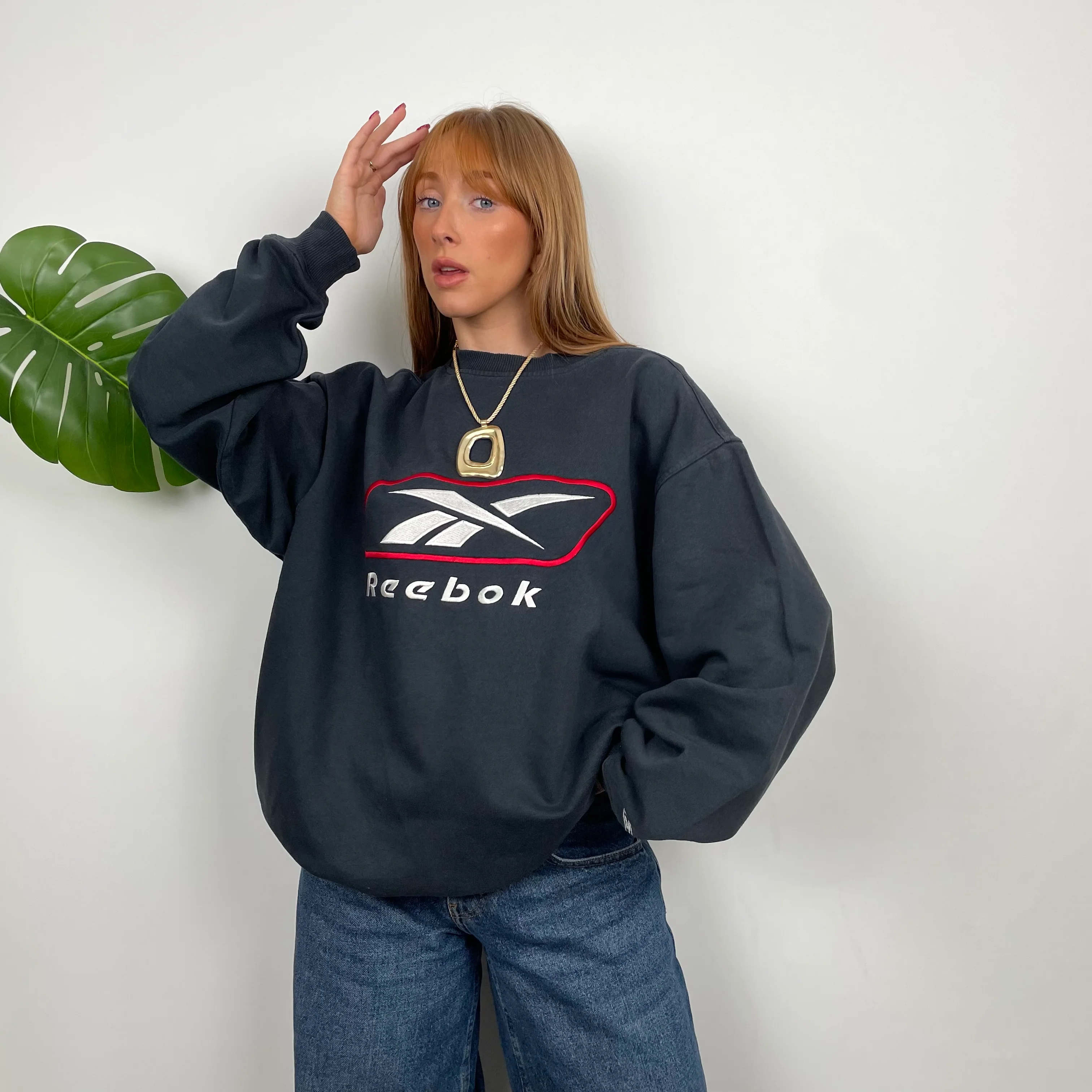 Reebok RARE Black Embroidered Spell Out Sweatshirt (M) - Image 3