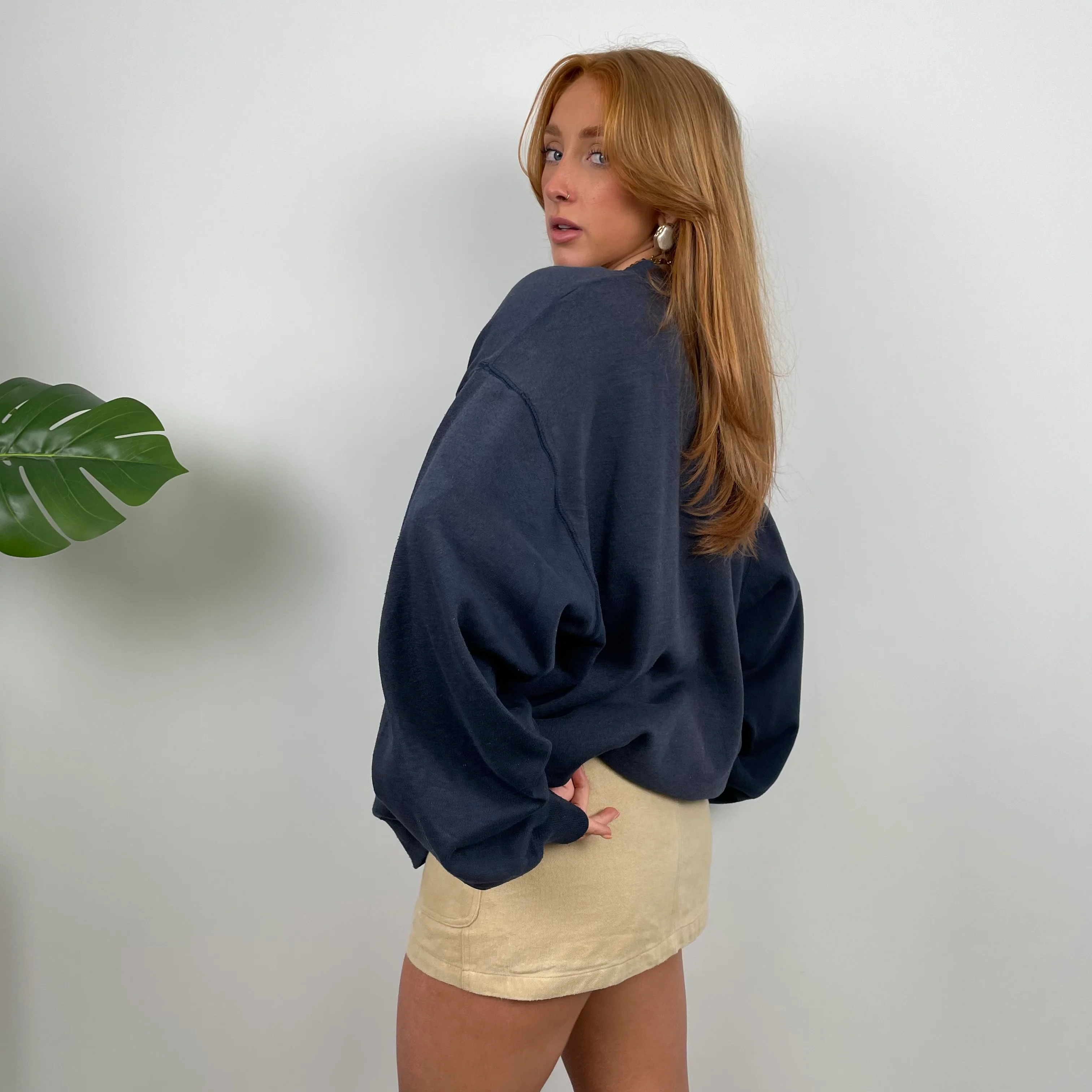 Reebok RARE Navy Embroidered Spell Out Sweatshirt (L) - Image 5
