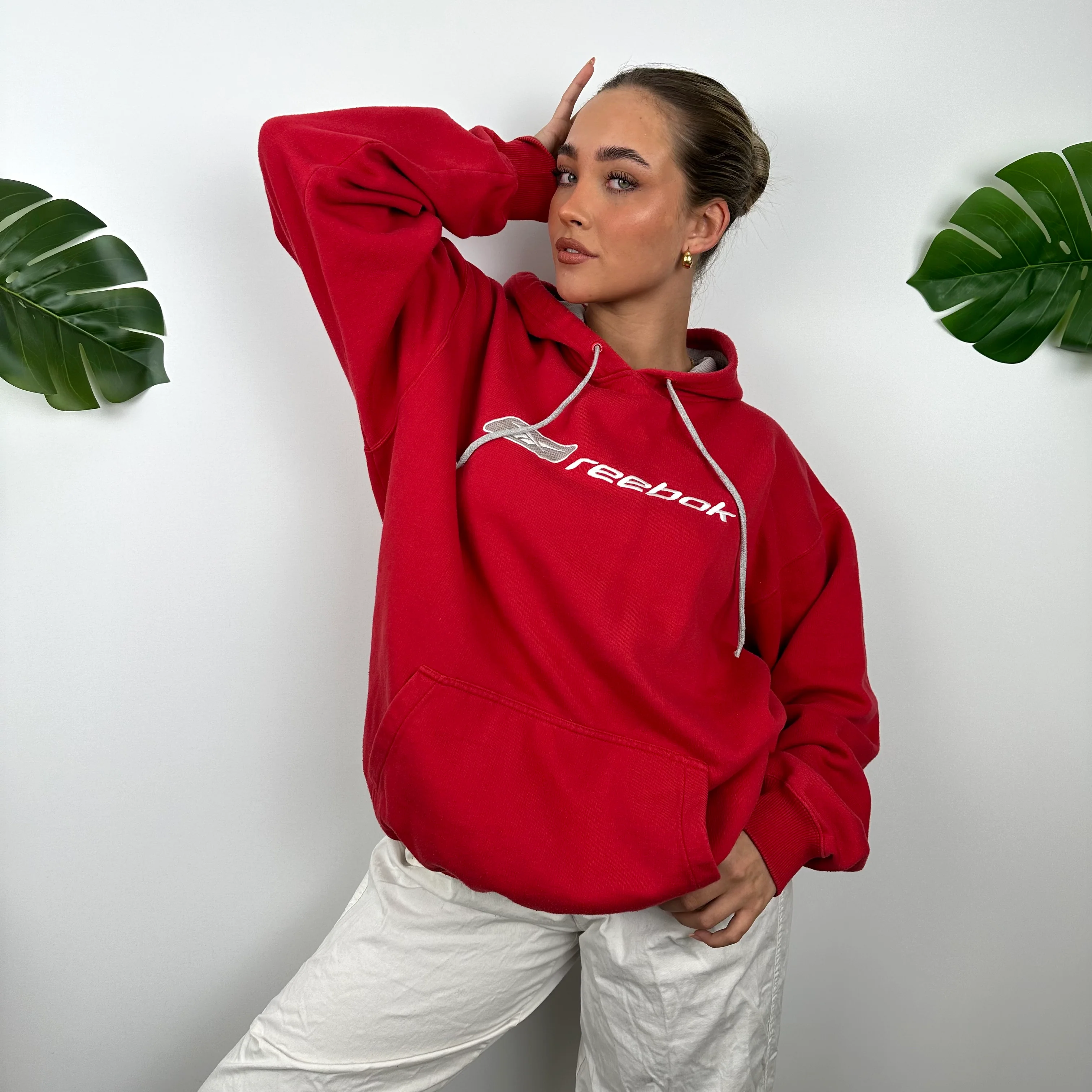 Reebok Red Embroidered Spell Out Hoodie (M) - Image 5