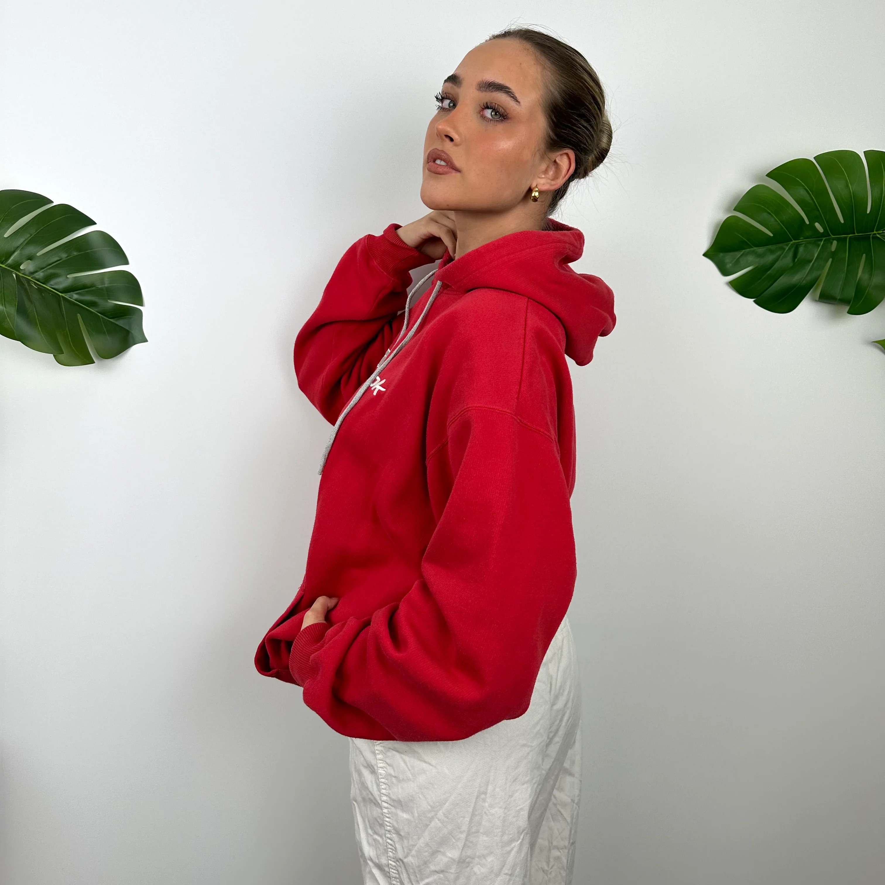 Reebok Red Embroidered Spell Out Hoodie (M) - Image 7