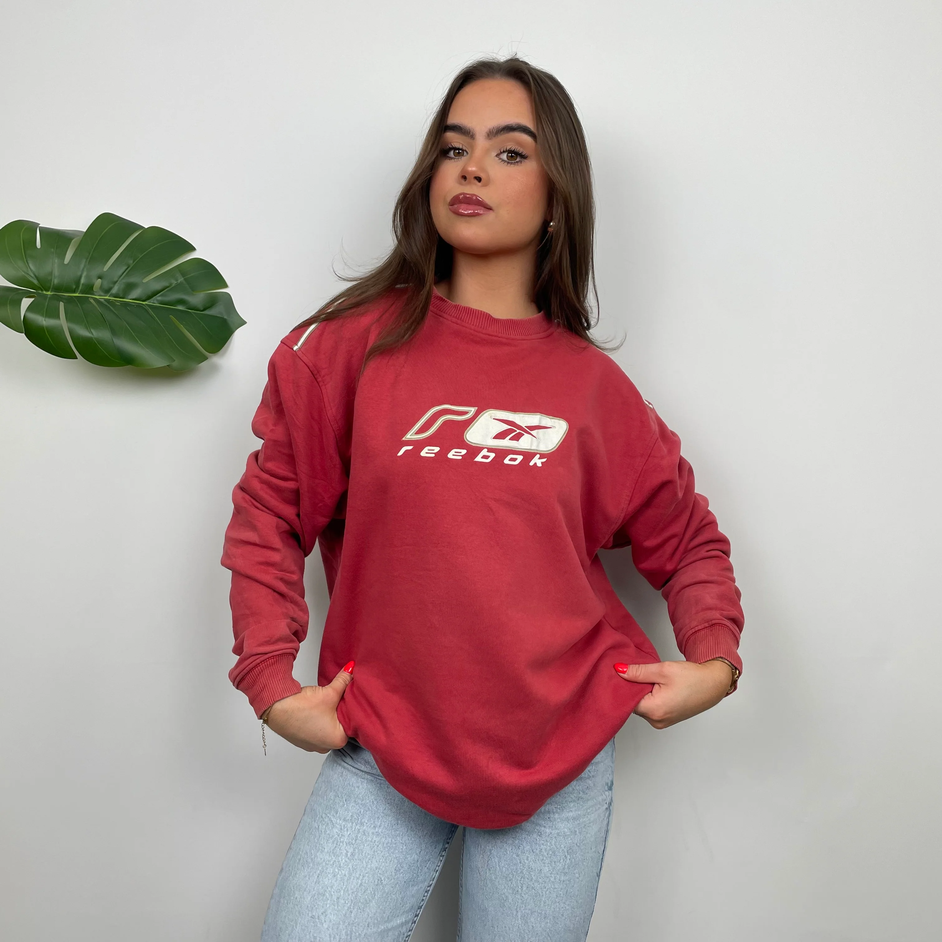Reebok Red Embroidered Spell Out Sweatshirt (M) - Image 11