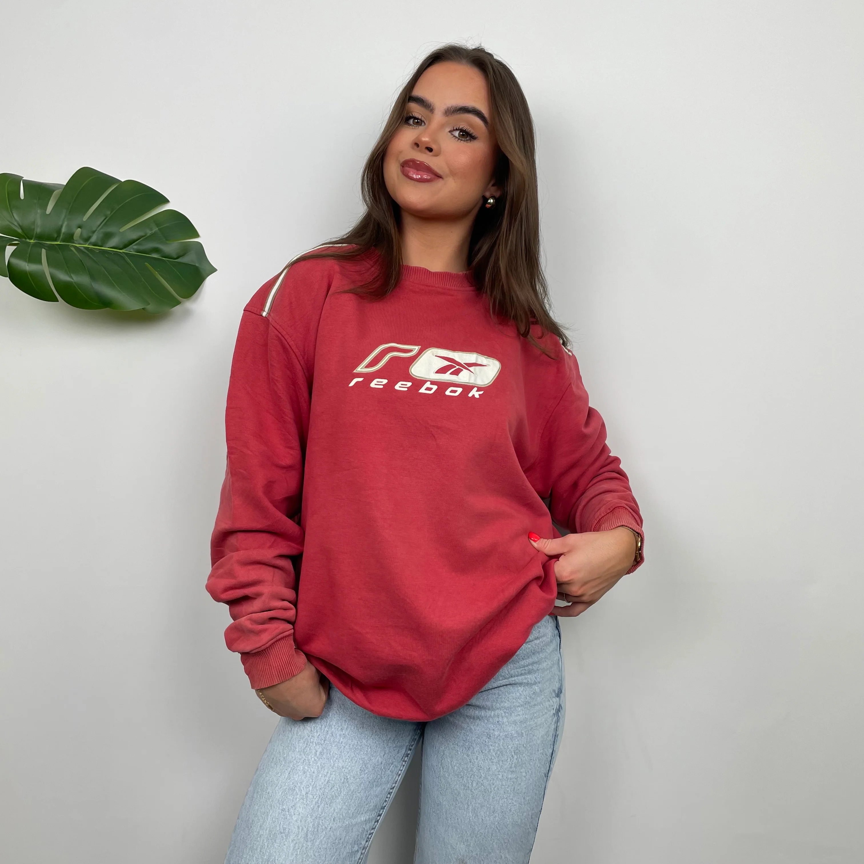 Reebok Red Embroidered Spell Out Sweatshirt (M) - Image 12