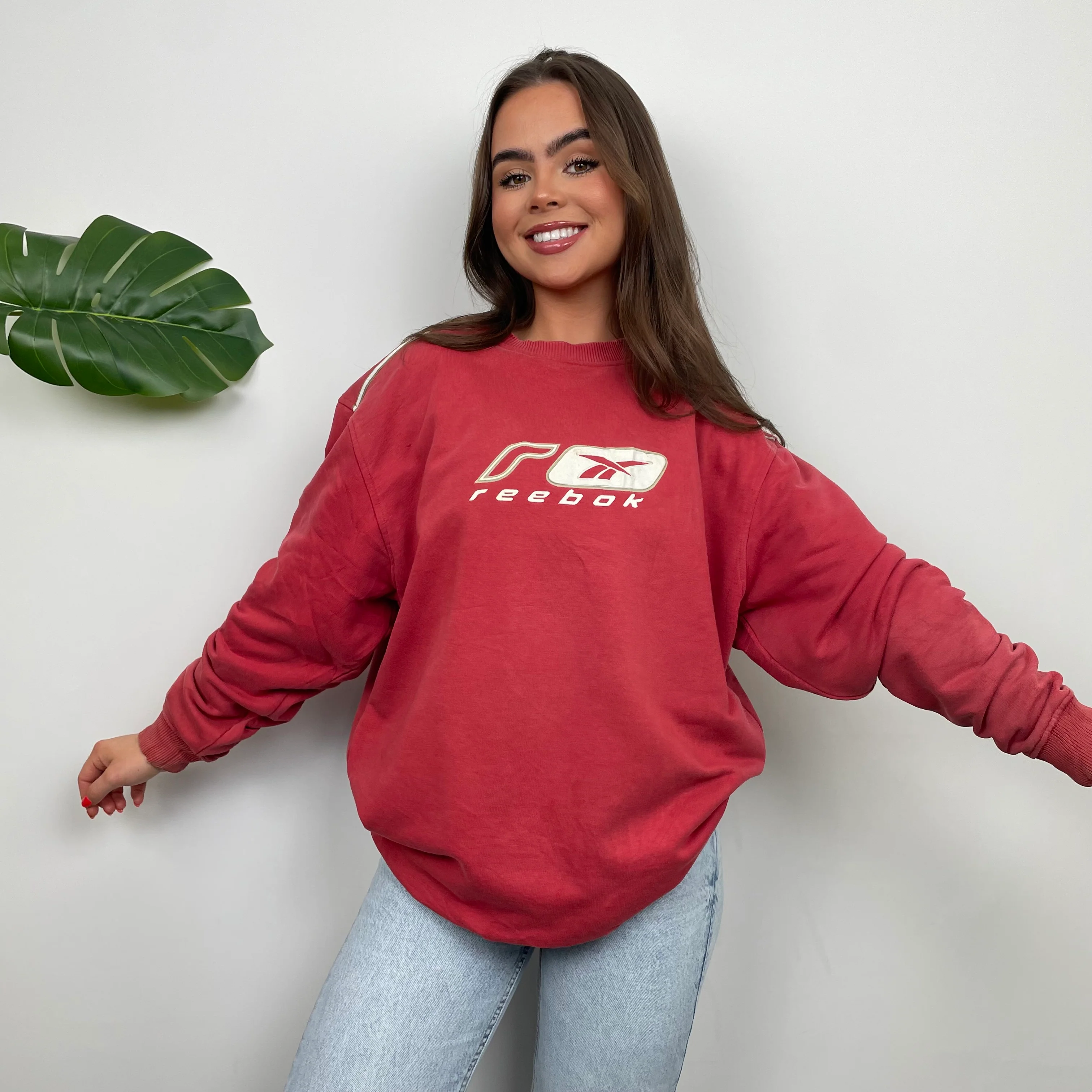 Reebok Red Embroidered Spell Out Sweatshirt (M) - Image 7