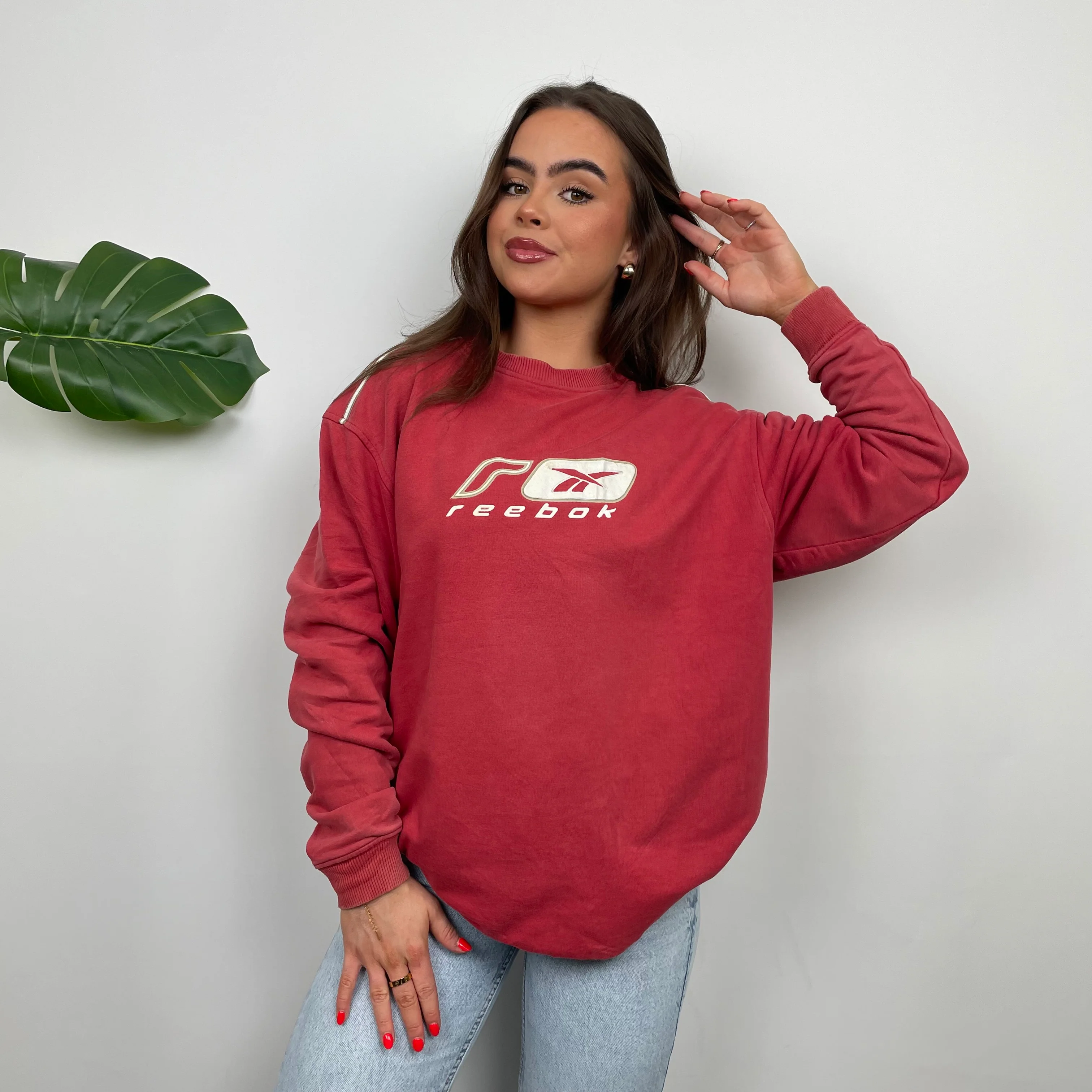Reebok Red Embroidered Spell Out Sweatshirt (M) - Image 8