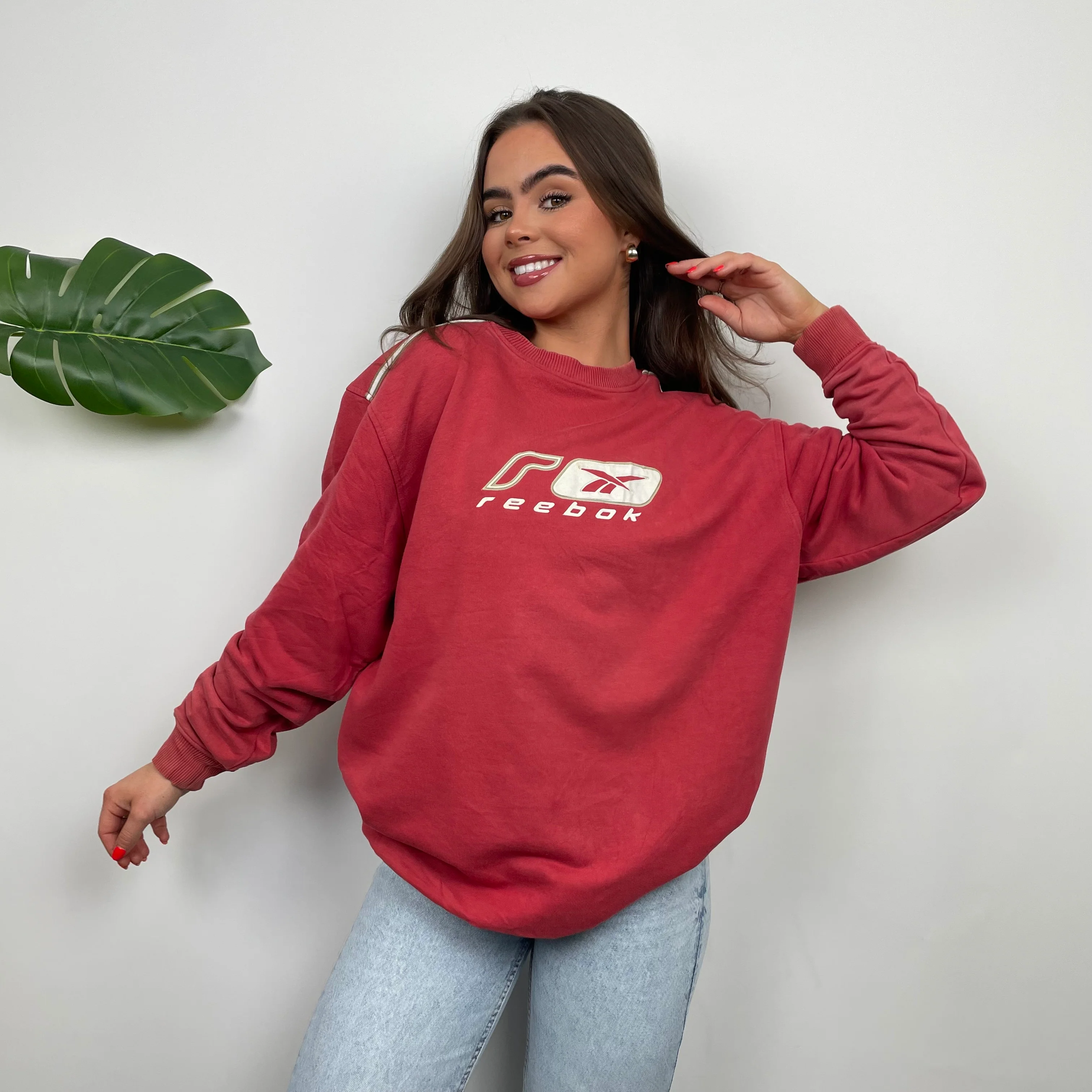 Reebok Red Embroidered Spell Out Sweatshirt (M) - Image 9