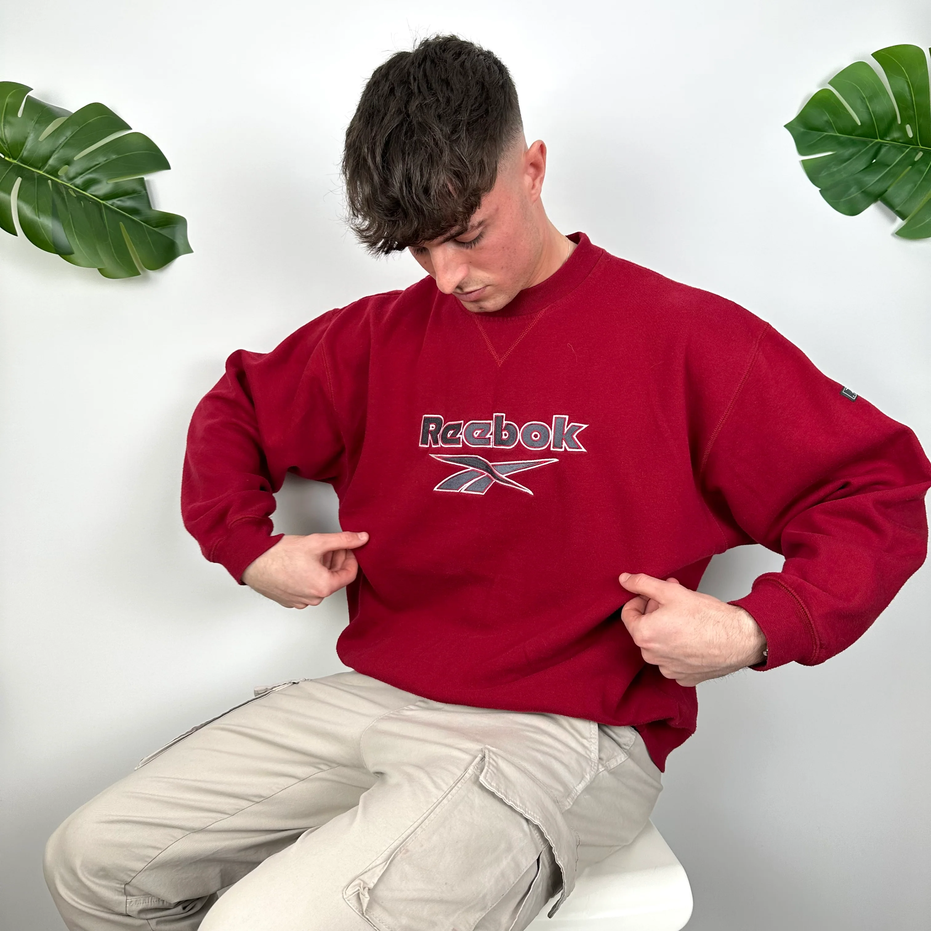 Reebok Red Embroidered Spell Out Sweatshirt (L) - Image 3