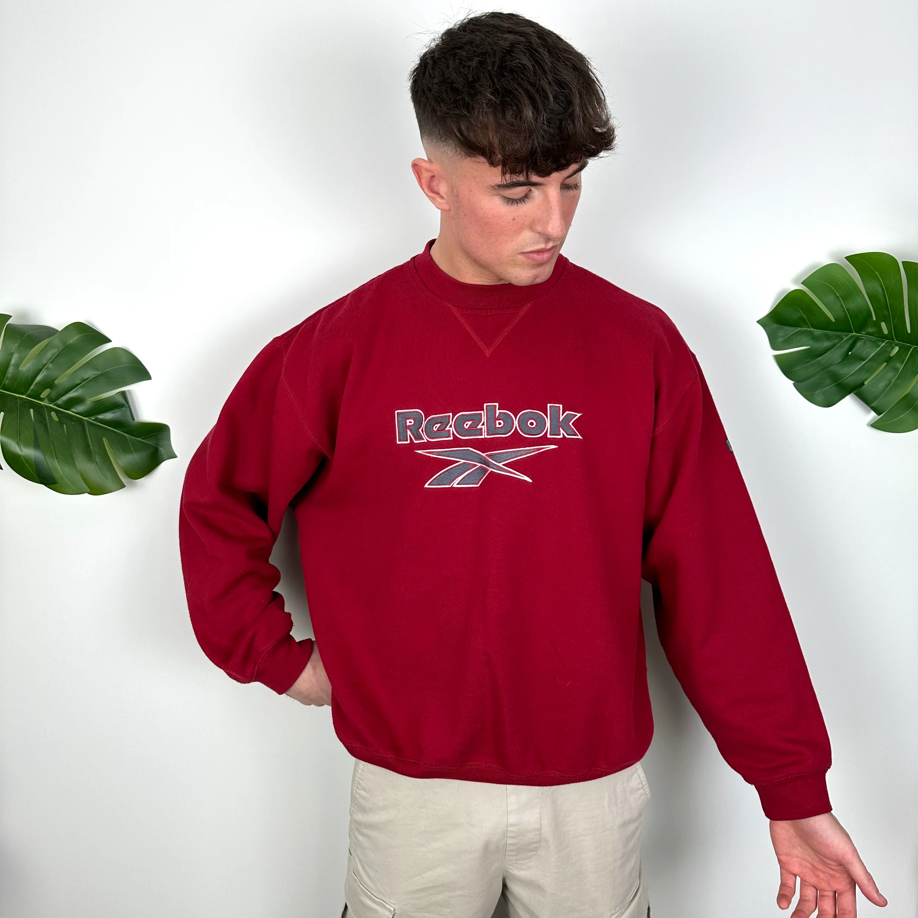 Reebok Red Embroidered Spell Out Sweatshirt (L) - Image 5