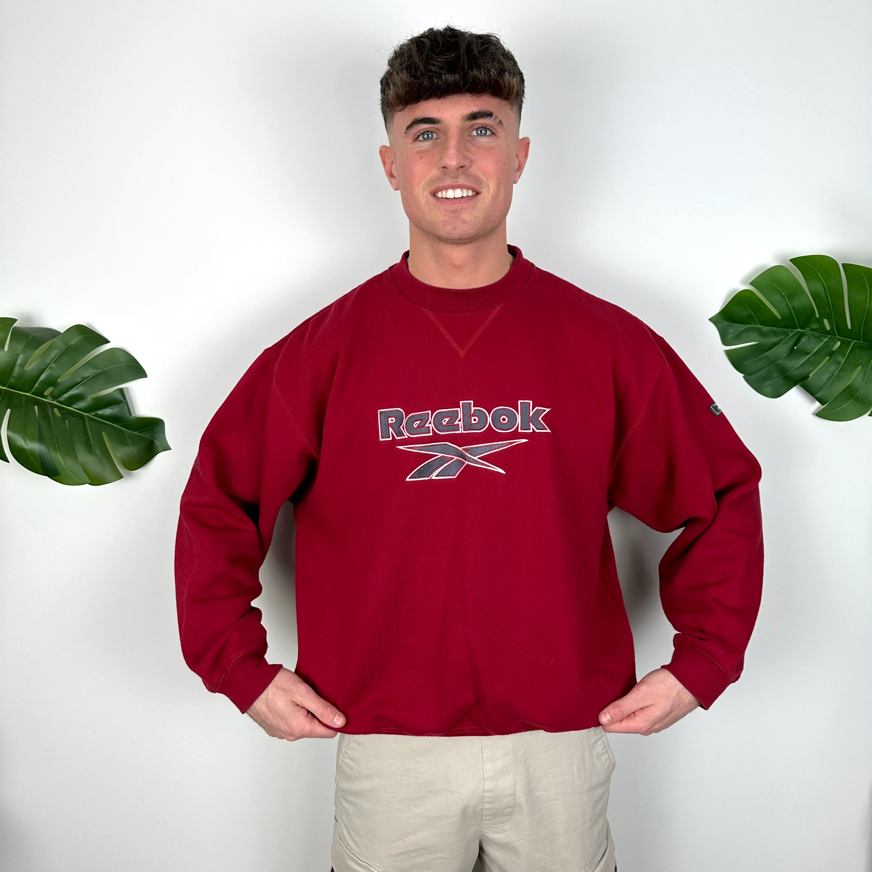 Reebok Red Embroidered Spell Out Sweatshirt (L) - Image 6
