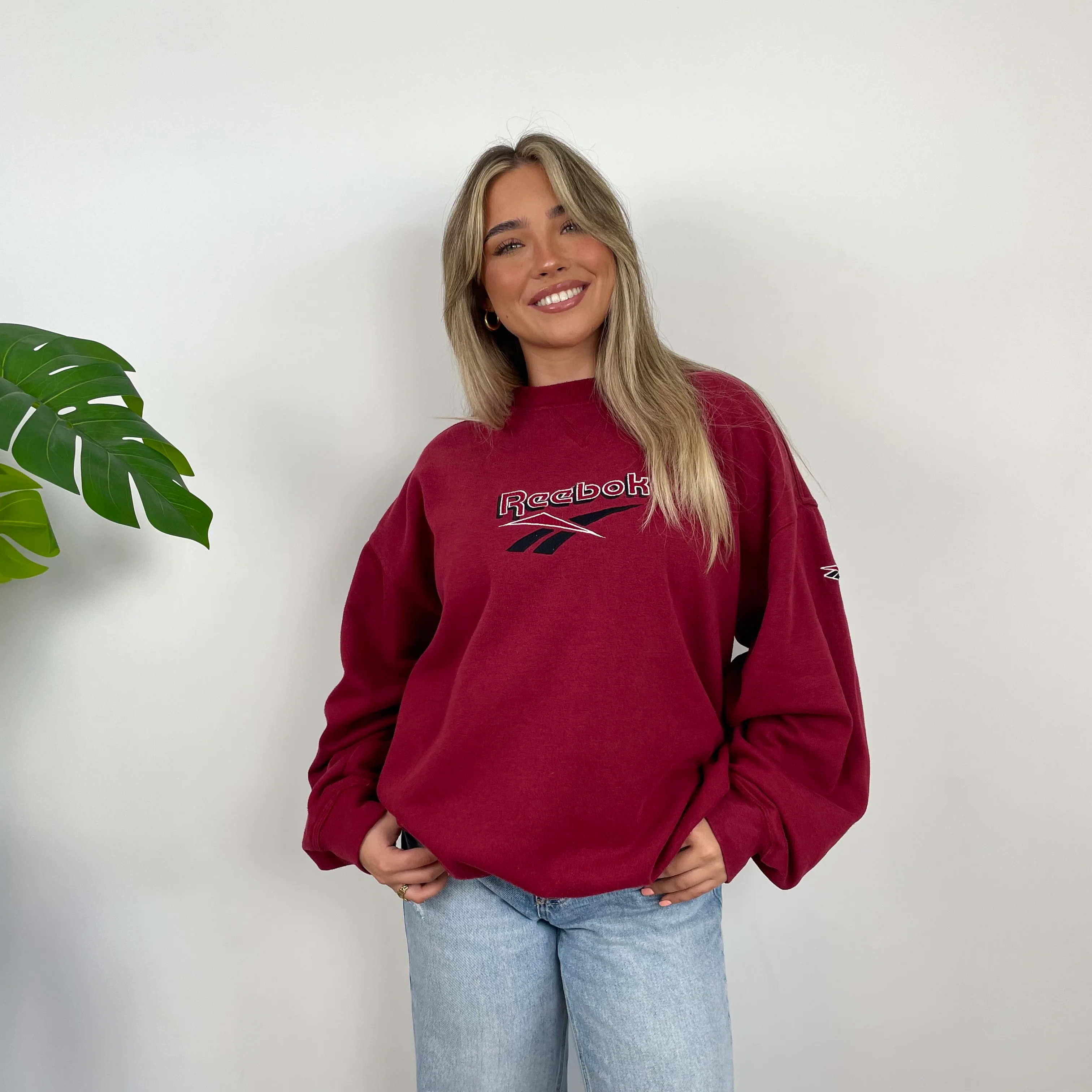 Reebok Red Embroidered Spell Out Sweatshirt (L) - Image 5