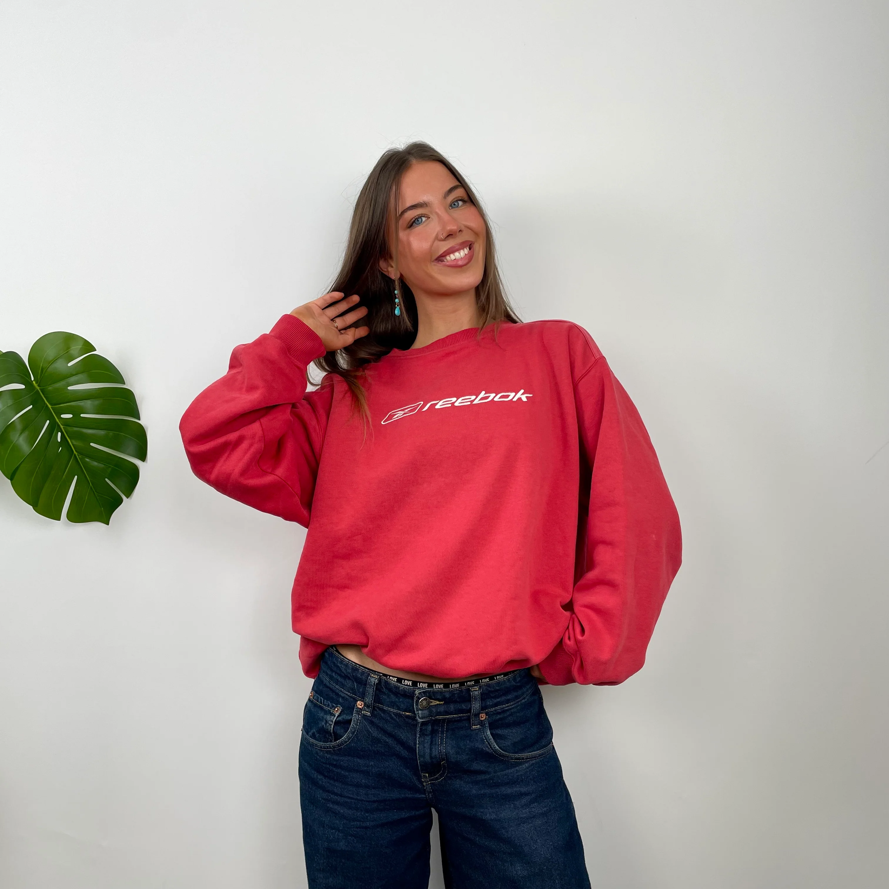 Reebok Red Embroidered Spell Out Sweatshirt (XL) - Image 5