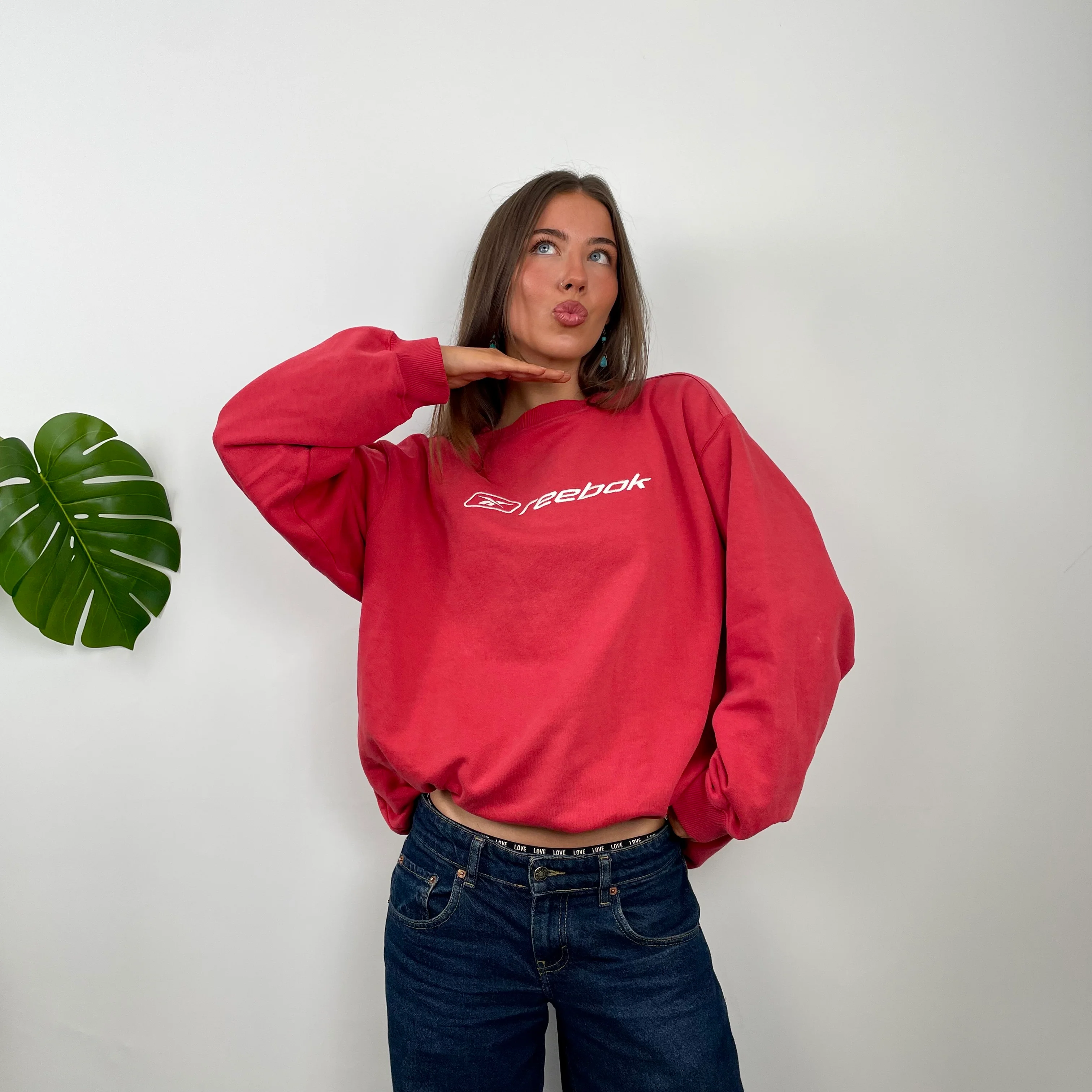 Reebok Red Embroidered Spell Out Sweatshirt (XL) - Image 6