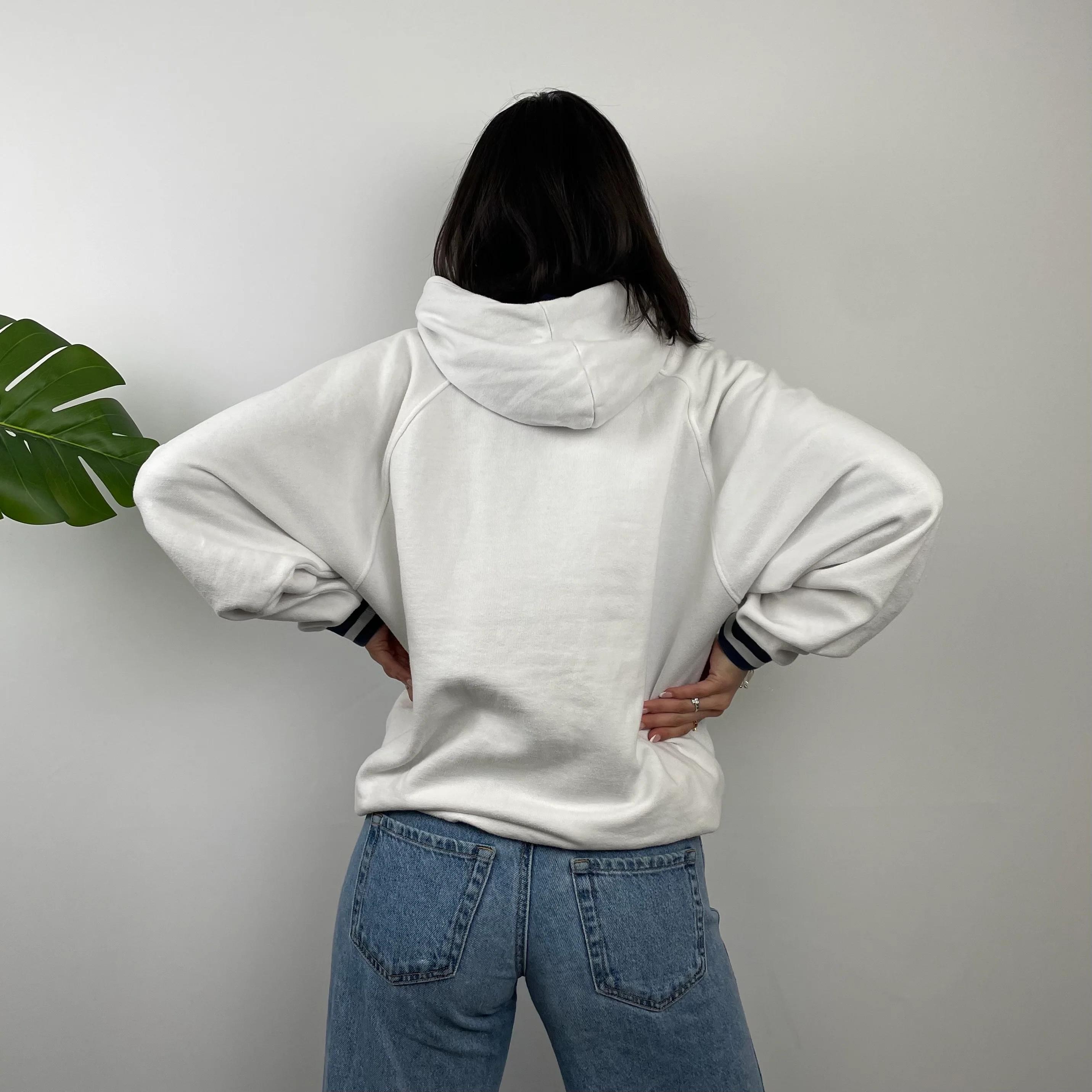 Reebok White Embroidered Spell Out Hoodie (M) - Image 6