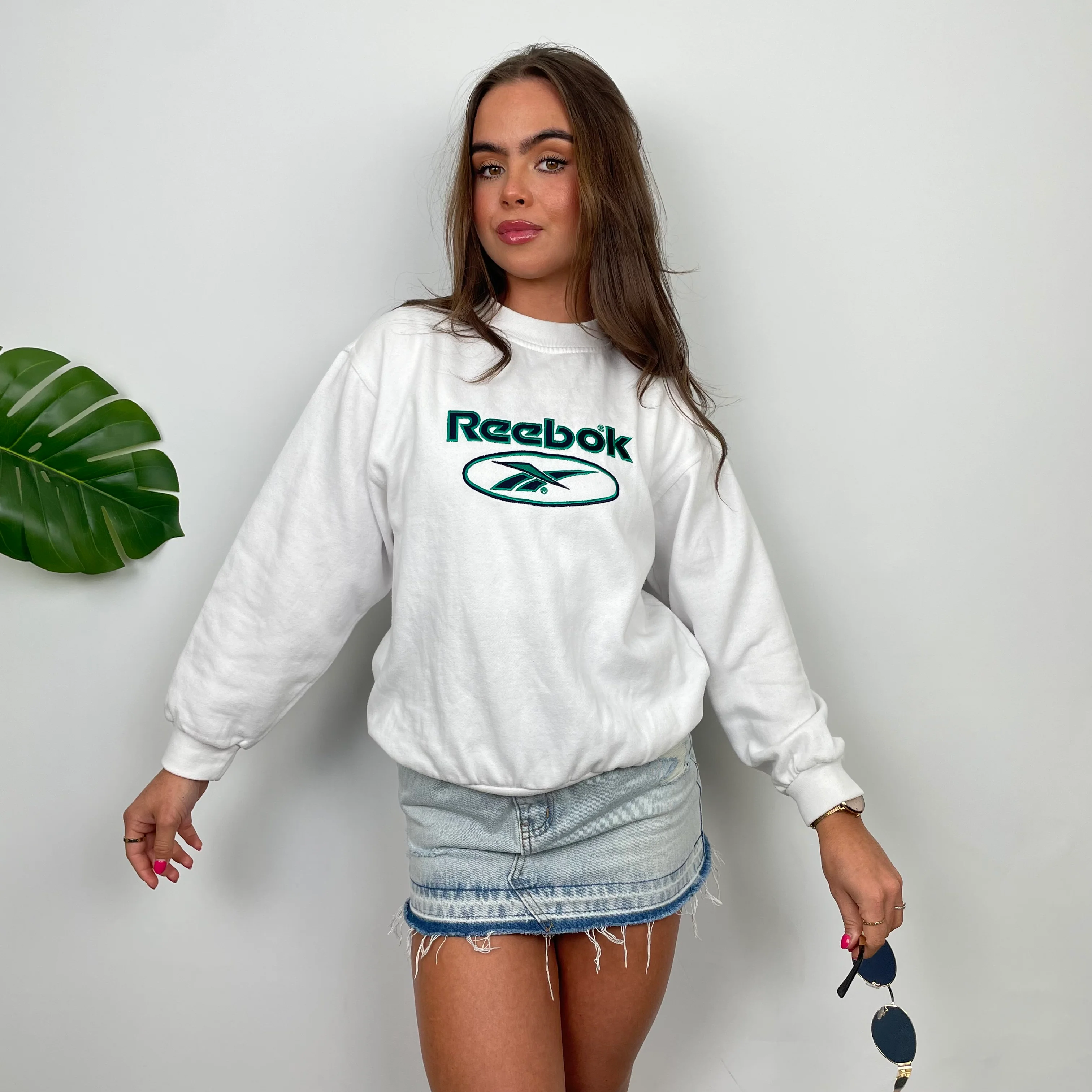 Reebok White Embroidered Spell Out Sweatshirt (XS) - Image 5