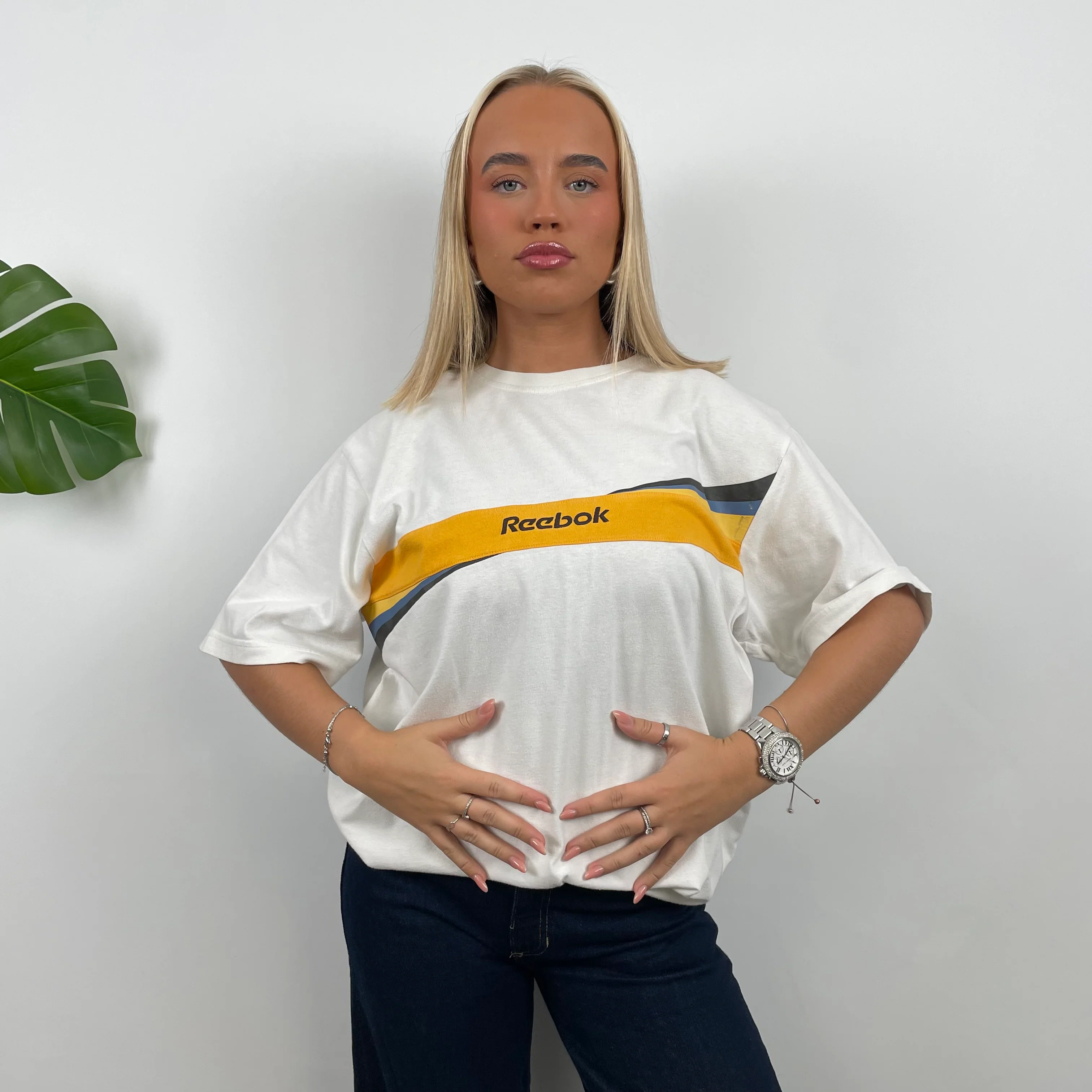 Reebok White Embroidered Spell Out T Shirt (L) - Image 5