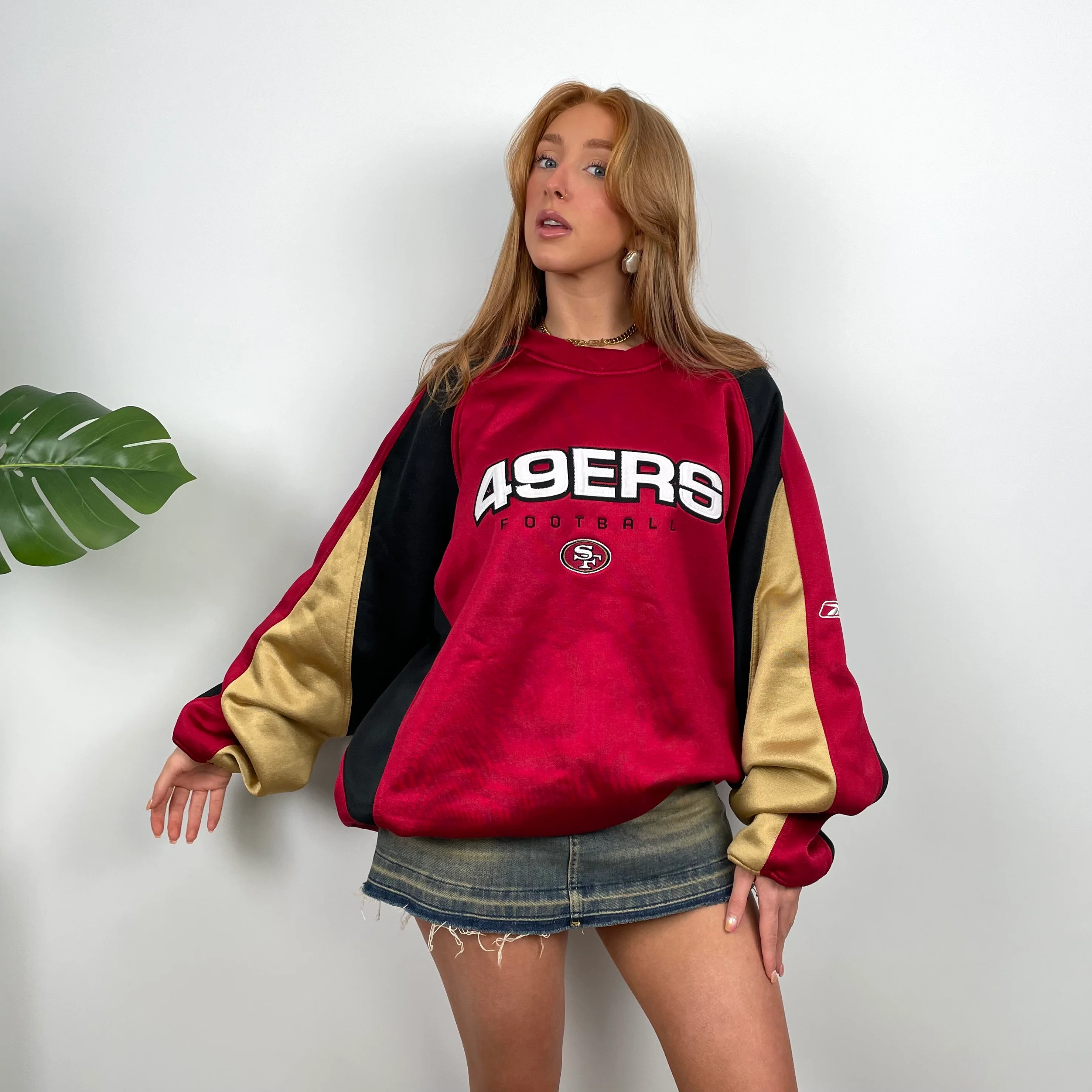 Reebok X NFL San Francisco 49ers Embroidered Spell Out Sweatshirt (L) - Image 2