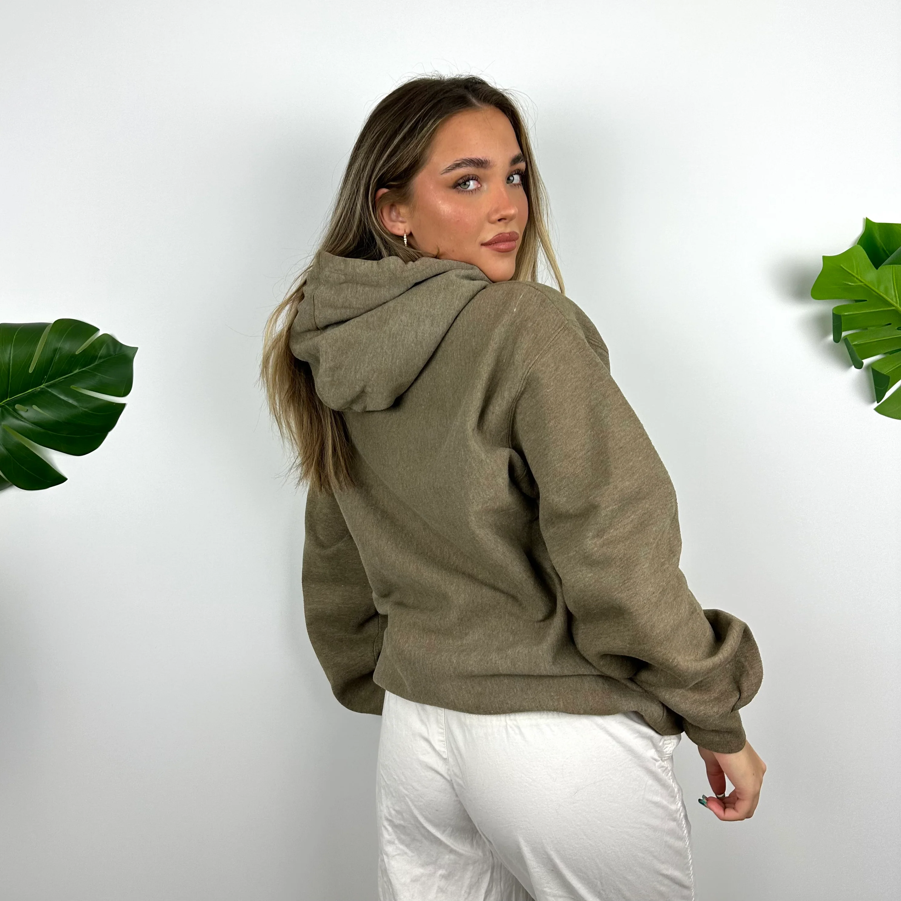 Stussy Brown Embroidered Spell Out Hoodie (M) - Image 4