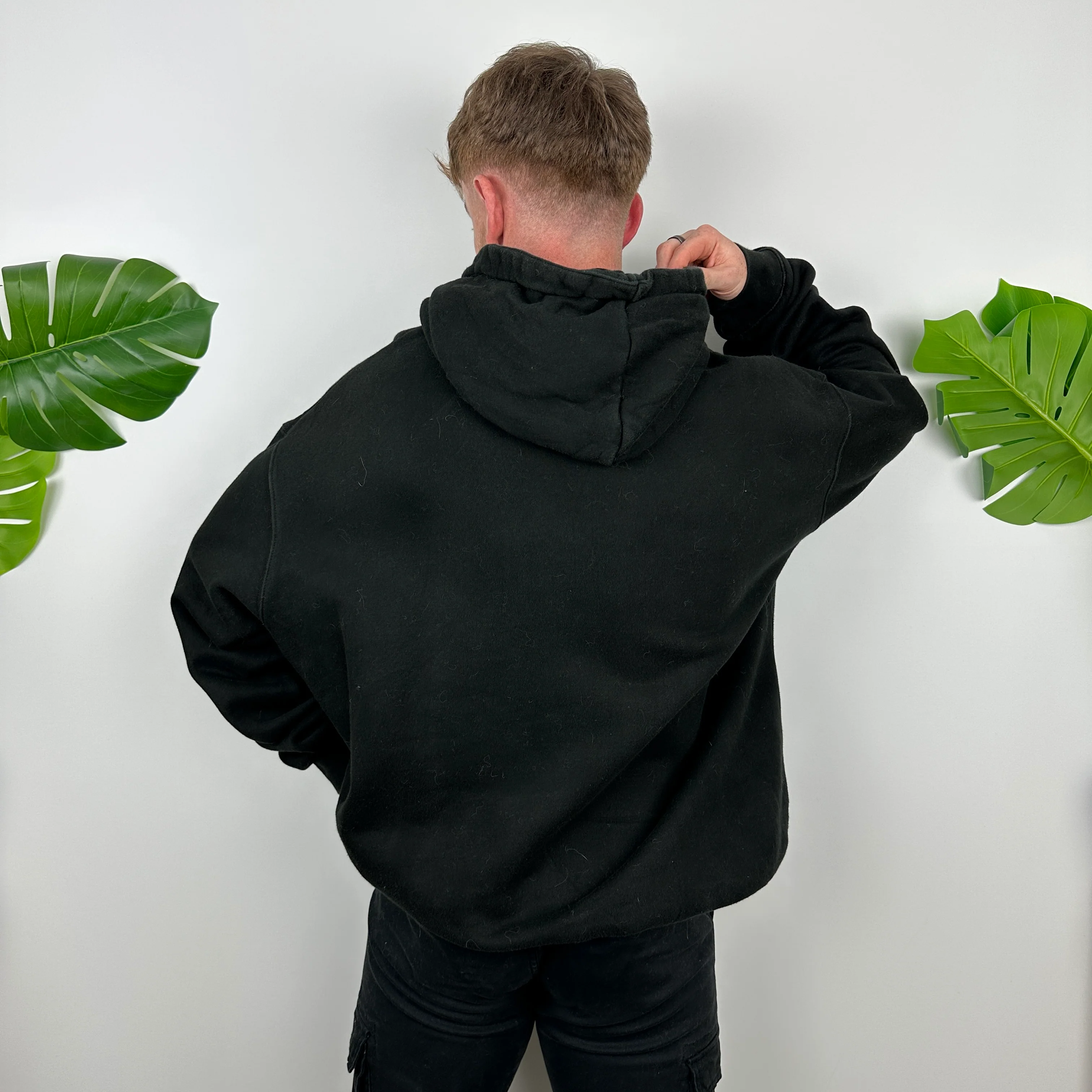 Stussy RARE Black Embroidered Spell Out Hoodie (XL) - Image 6