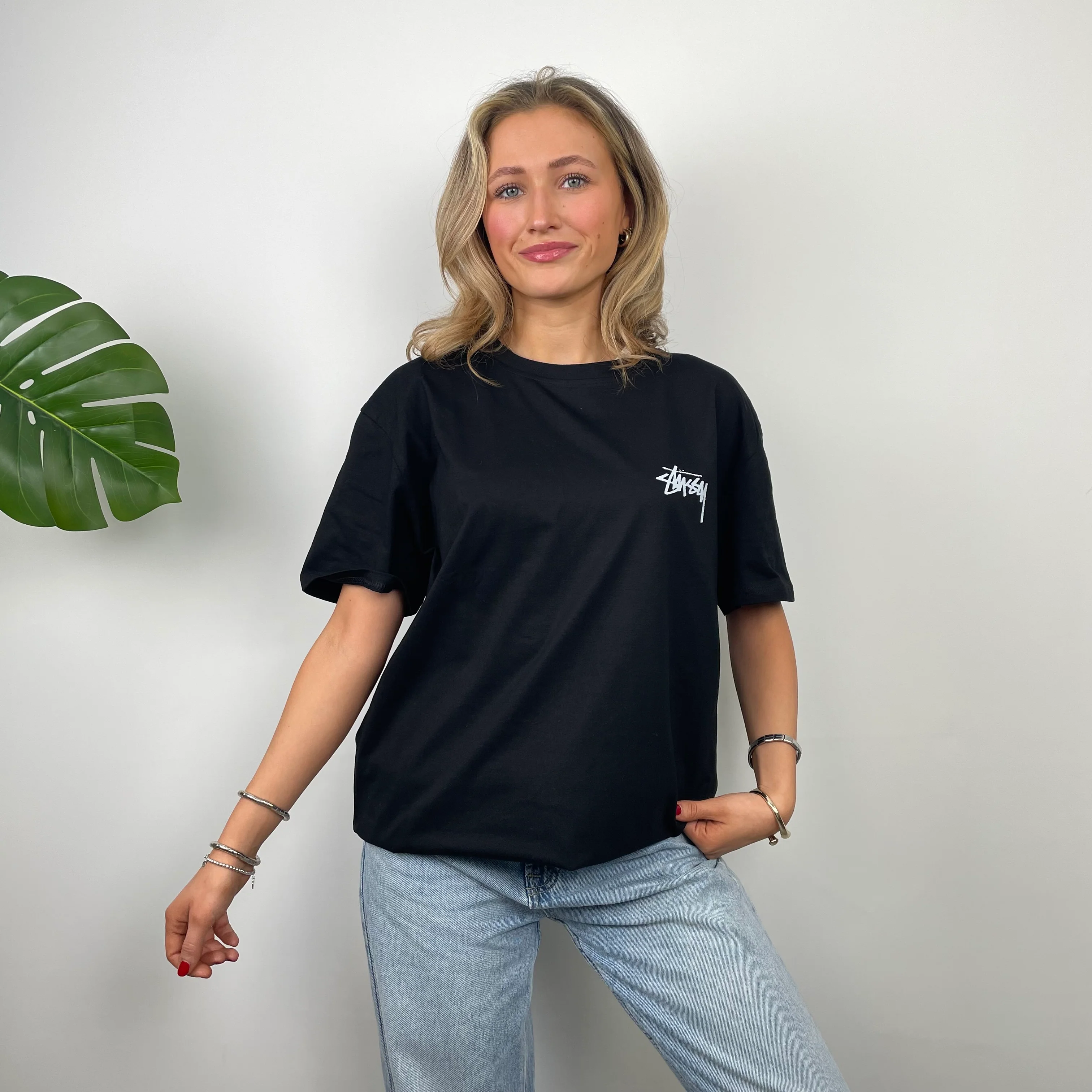 Stussy RARE Black Spell Out T Shirt (L) - Image 2