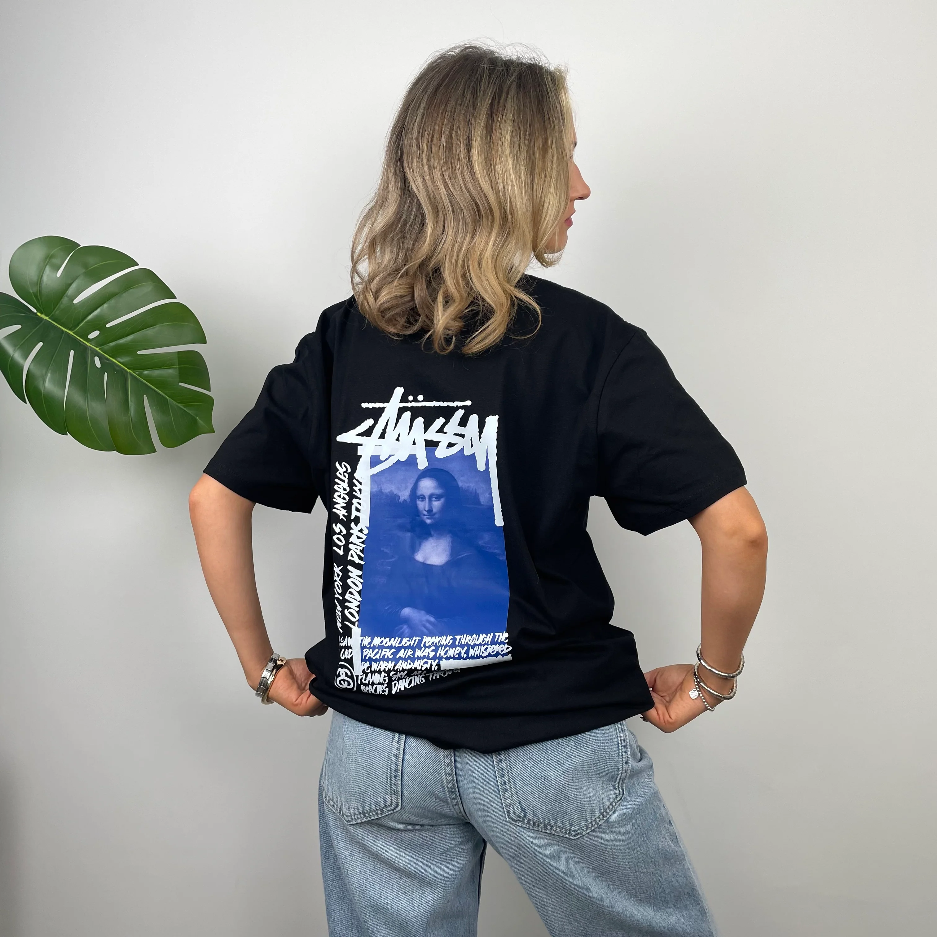 Stussy RARE Black Spell Out T Shirt (L) - Image 6