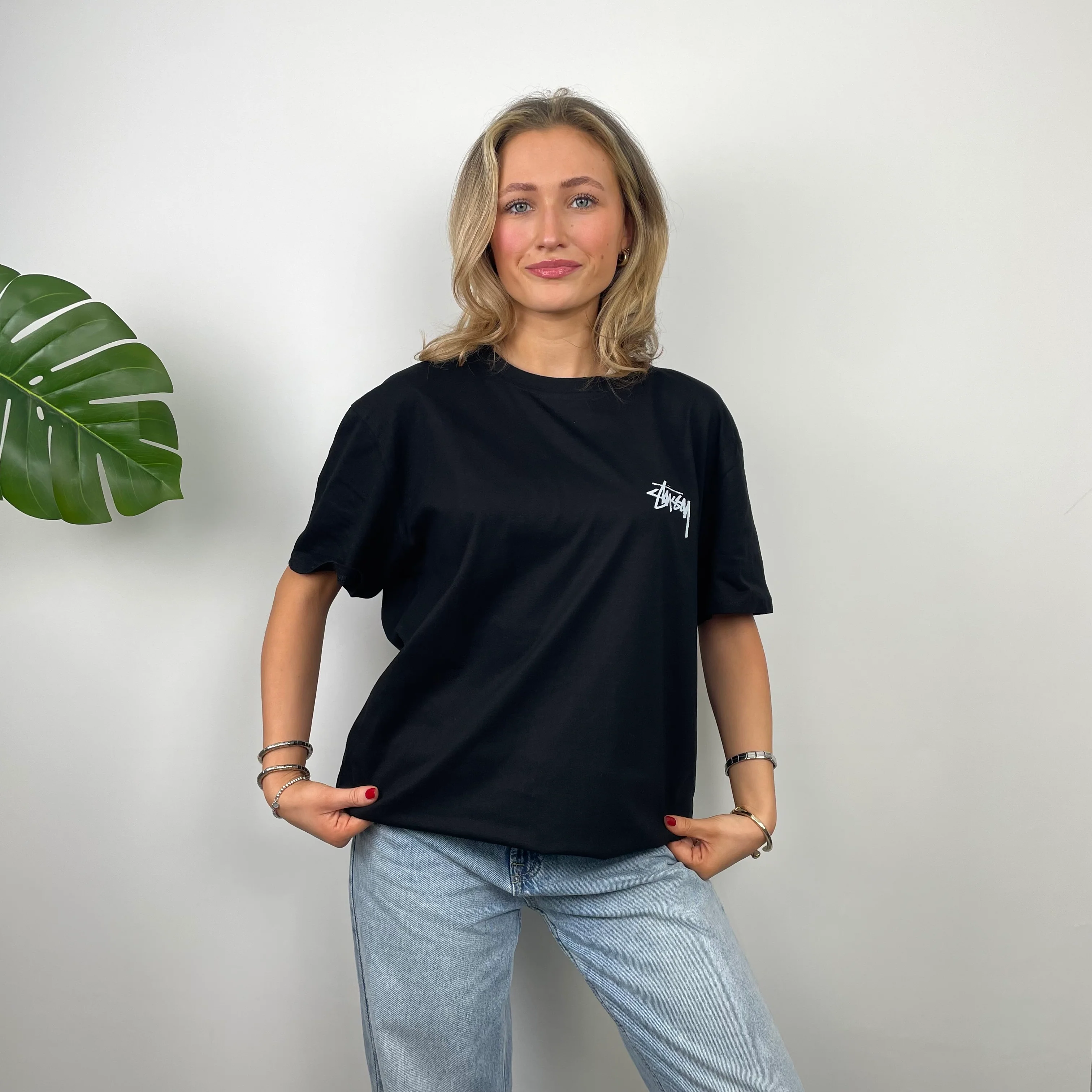 Stussy RARE Black Spell Out T Shirt (L) - Image 7