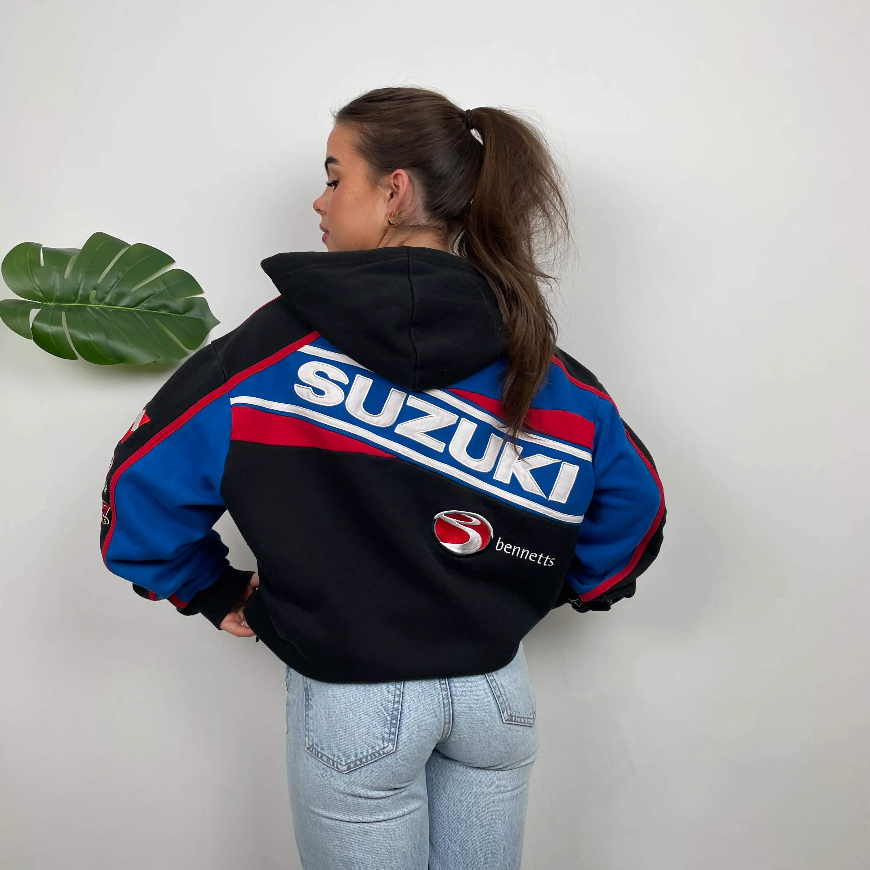 Suzuki Racing Black Embroidered Spell Out Zip Up Jacket (L) - Image 4
