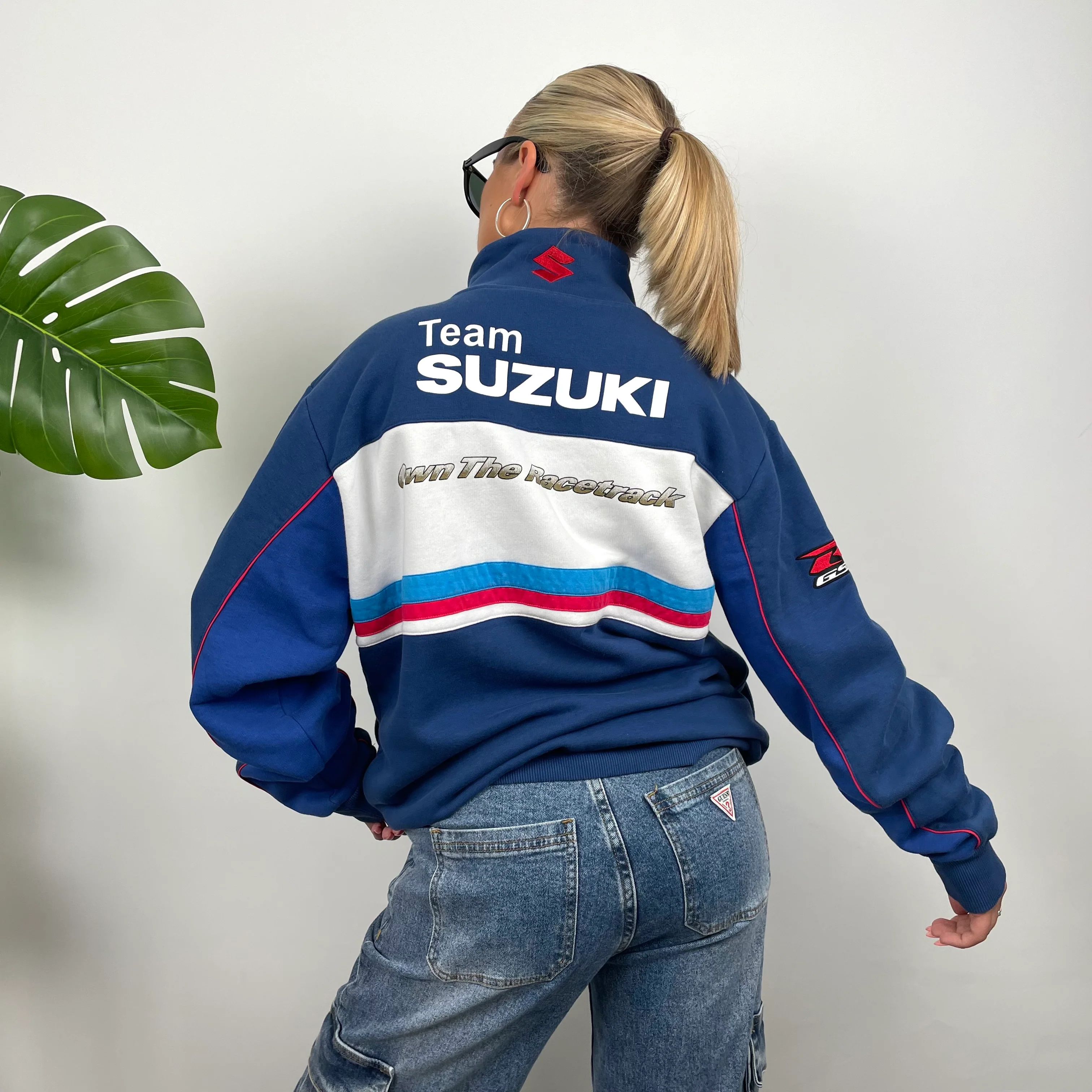 Suzuki Racing Blue Embroidered Spell Out Zip Up Jacket (XL) - Image 4