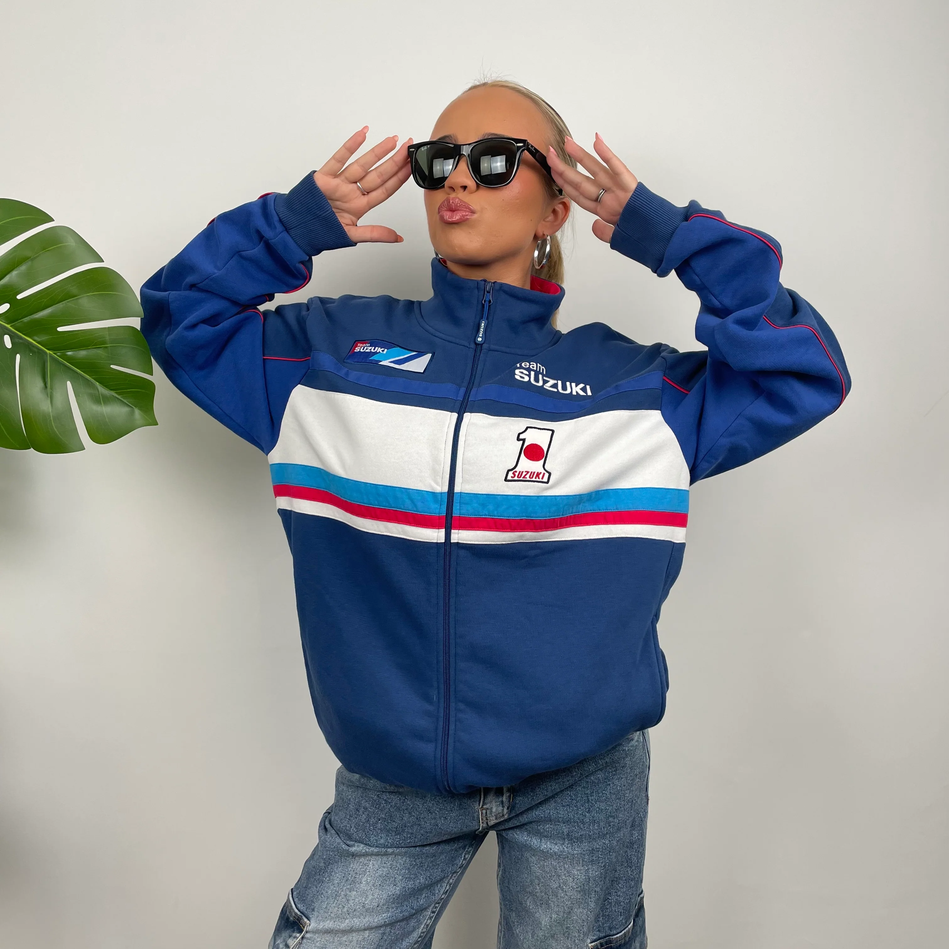 Suzuki Racing Blue Embroidered Spell Out Zip Up Jacket (XL) - Image 7