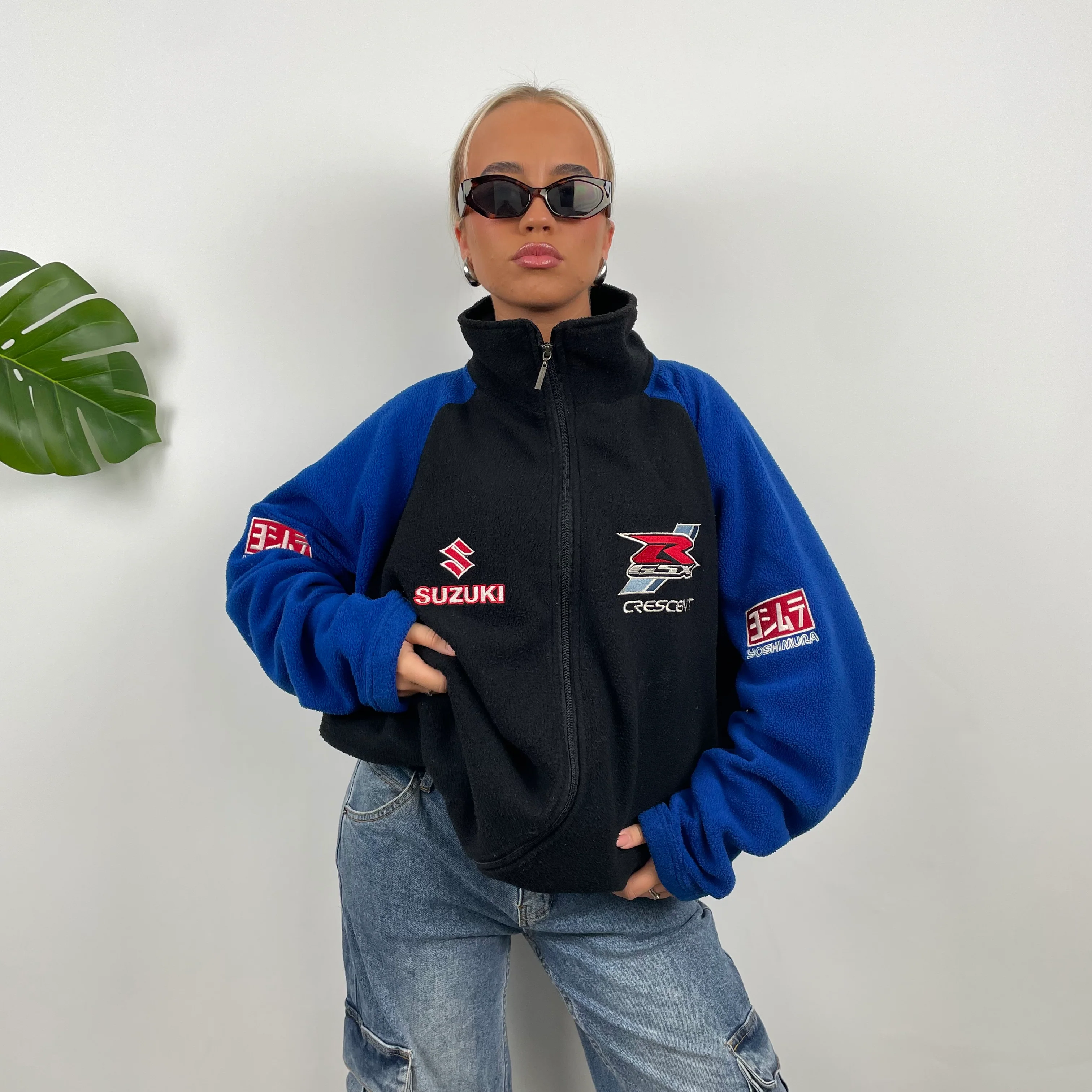 Suzuki Racing Blue Embroidered Spell Out Zip Up Fleece Jacket (XXL) - Image 4