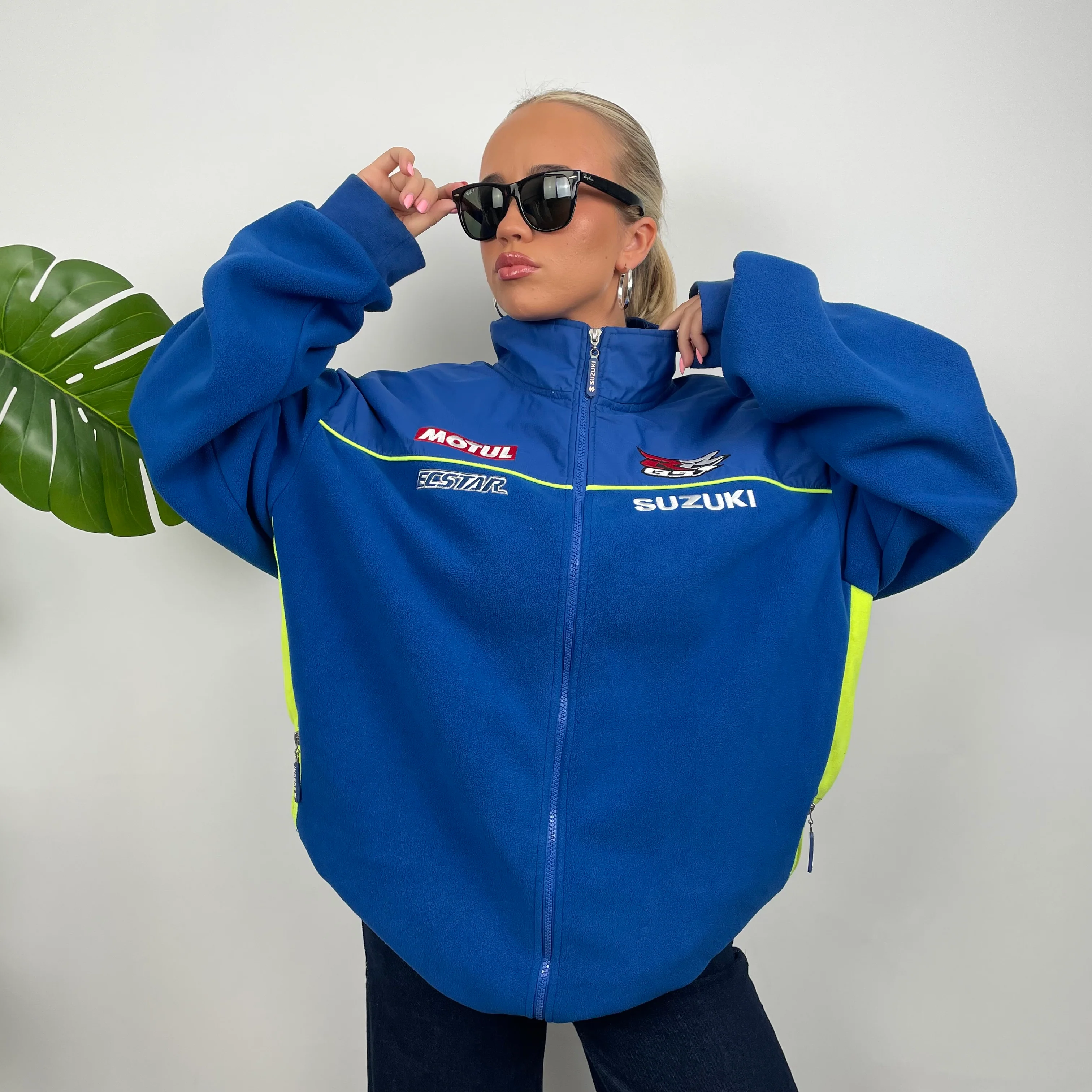Suzuki Racing Blue Embroidered Spell Out Zip Up Fleece Jacket (XXL) - Image 2