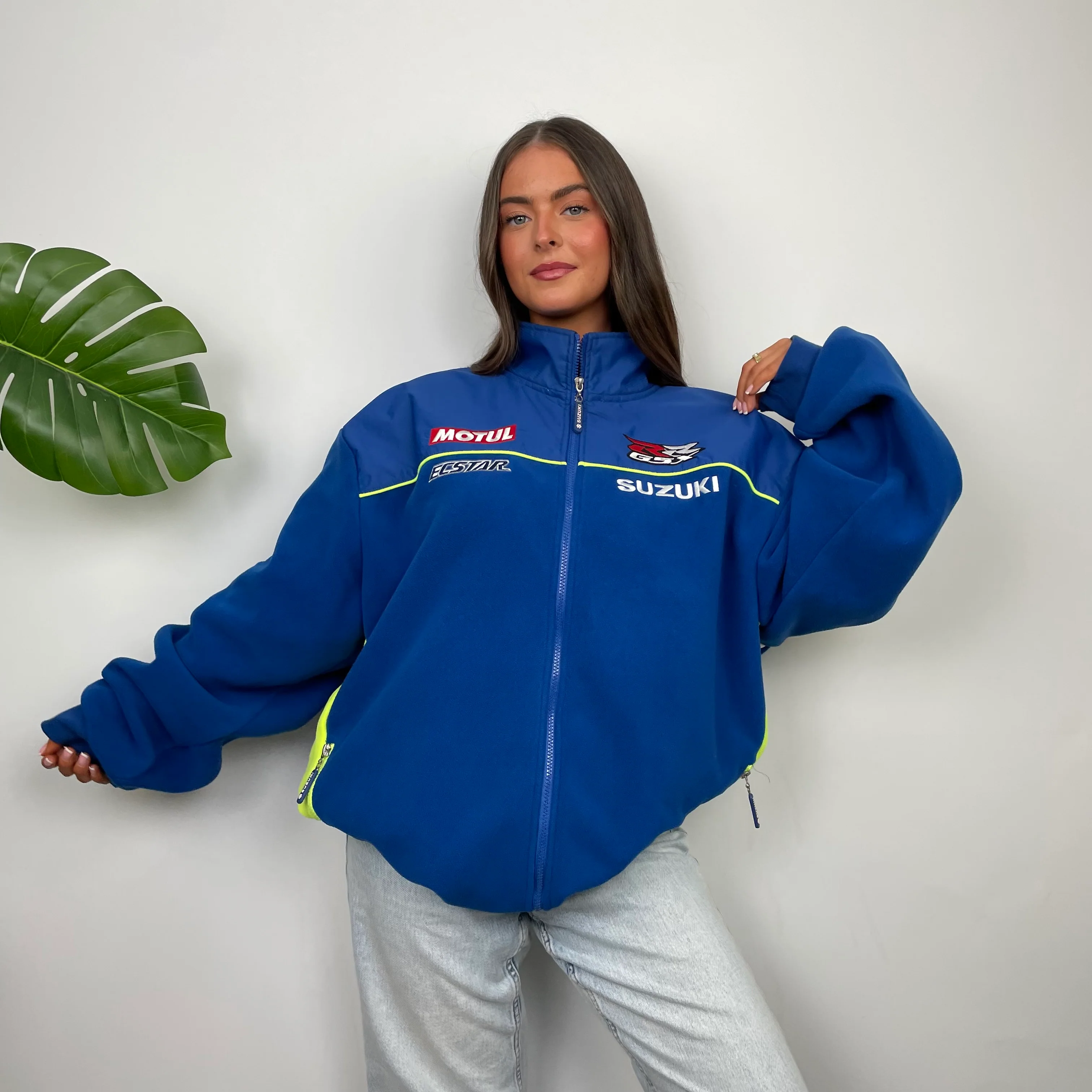 Suzuki Racing Blue Embroidered Spell Out Zip Up Fleece Jacket (XXL) - Image 3